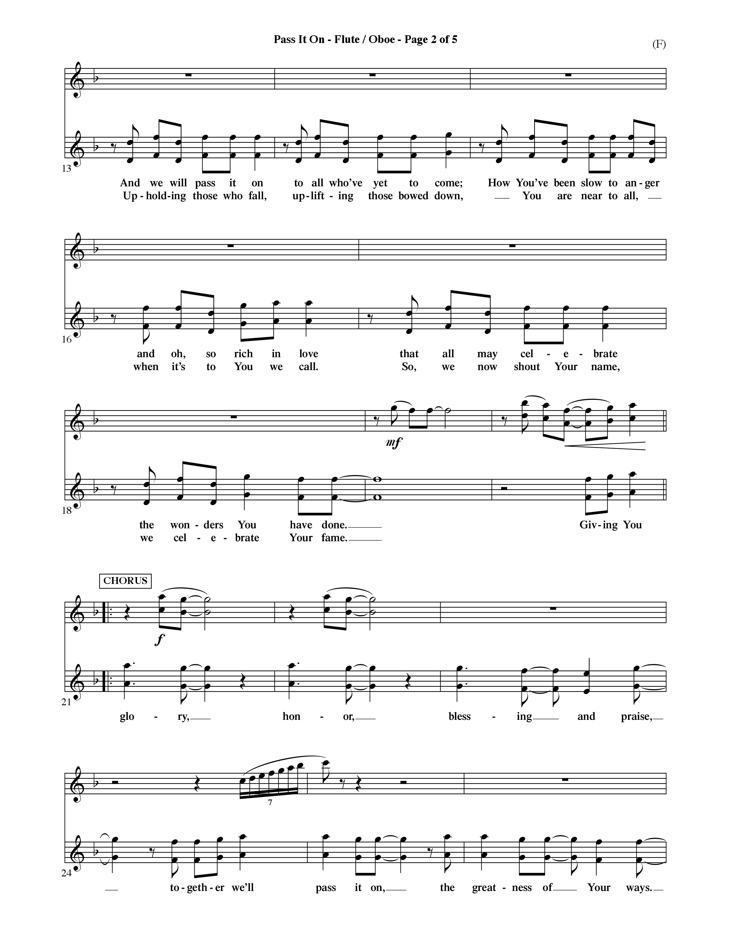 Pass It On (Choral Anthem SATB) Flute/Oboe (Word Music Choral / Orch. David Shipps)