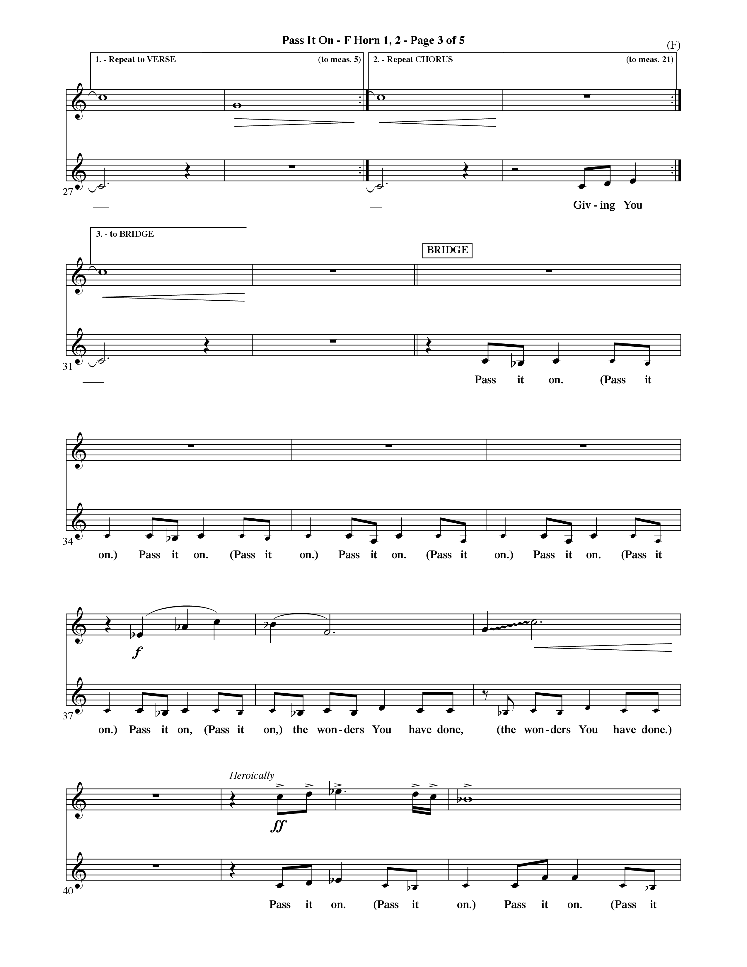 Pass It On (Choral Anthem SATB) French Horn (Word Music Choral / Orch. David Shipps)