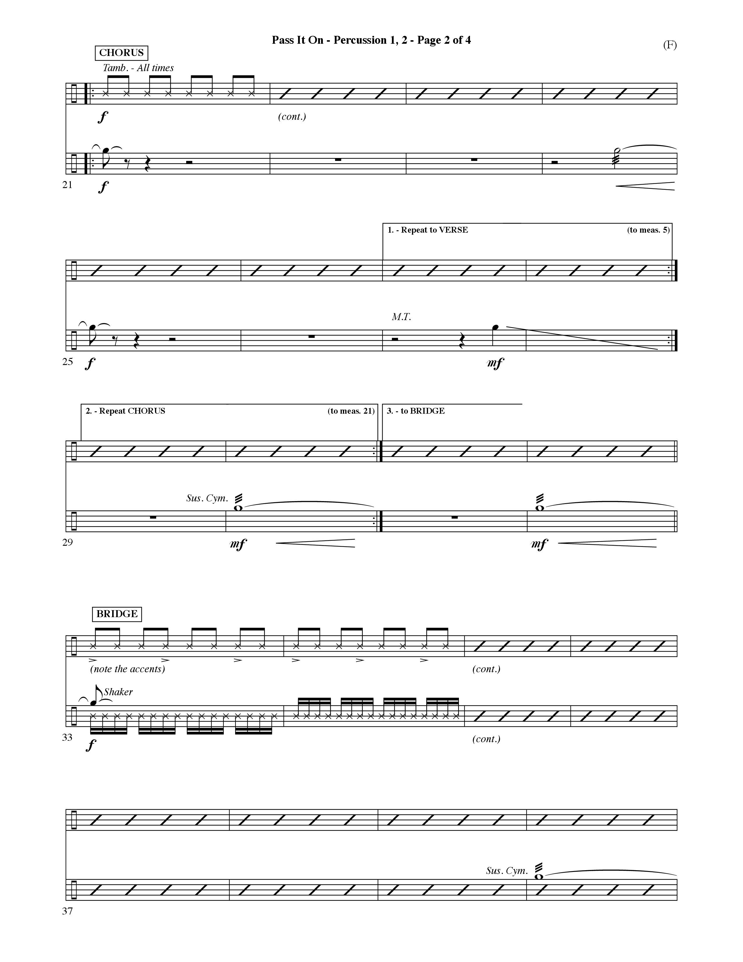 Pass It On (Choral Anthem SATB) Percussion 1/2 (Word Music Choral / Orch. David Shipps)
