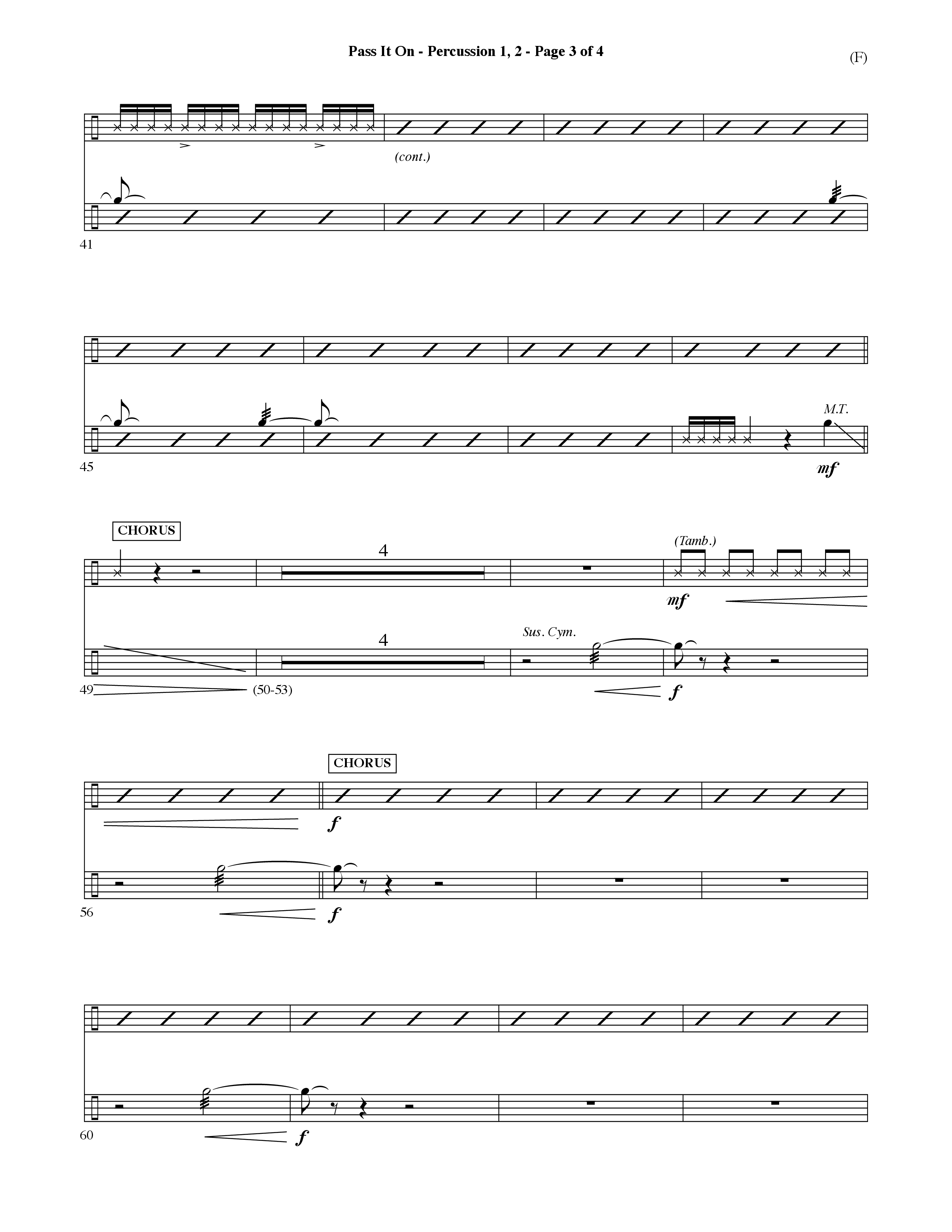 Pass It On (Choral Anthem SATB) Percussion 1/2 (Word Music Choral / Orch. David Shipps)