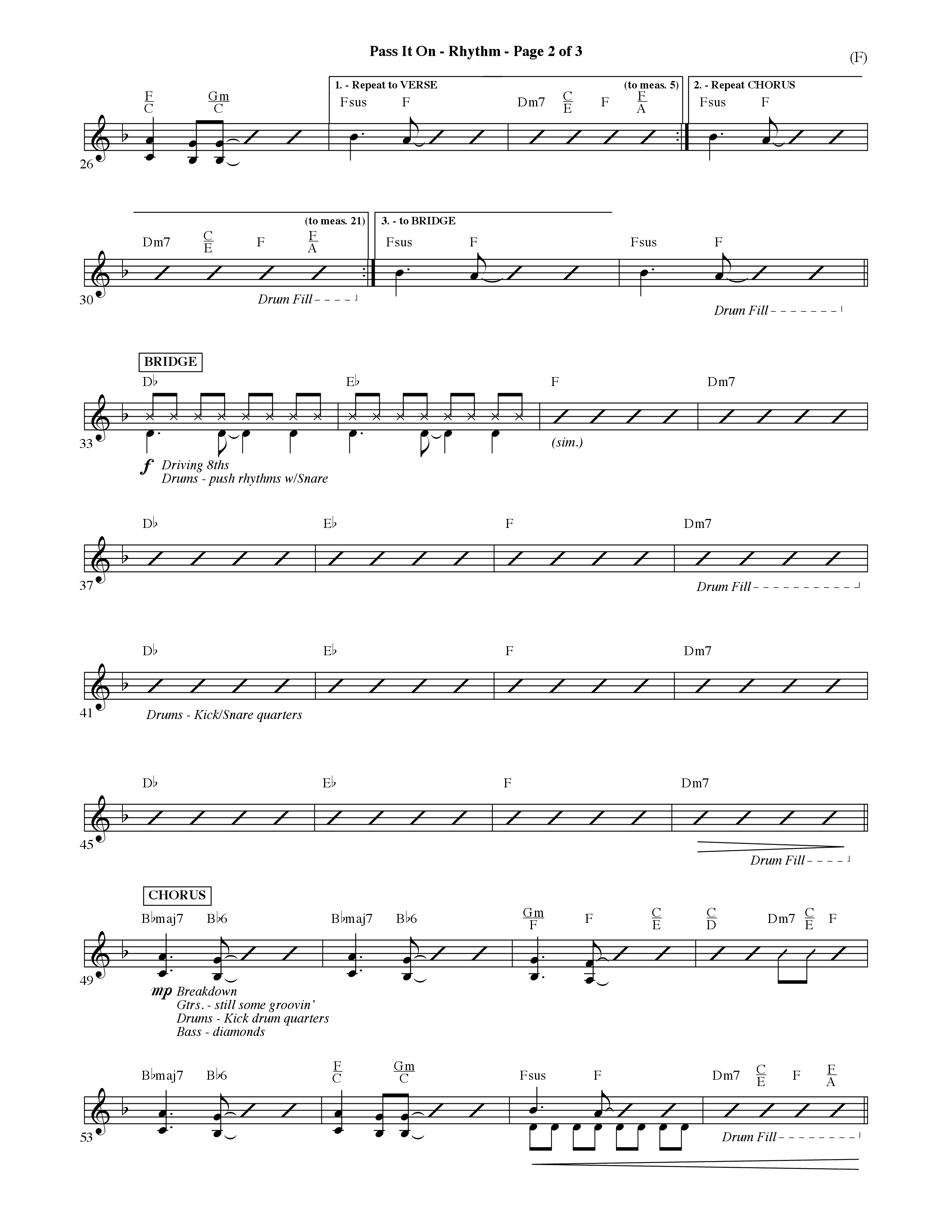 Pass It On (Choral Anthem SATB) Rhythm Chart (Word Music Choral / Orch. David Shipps)