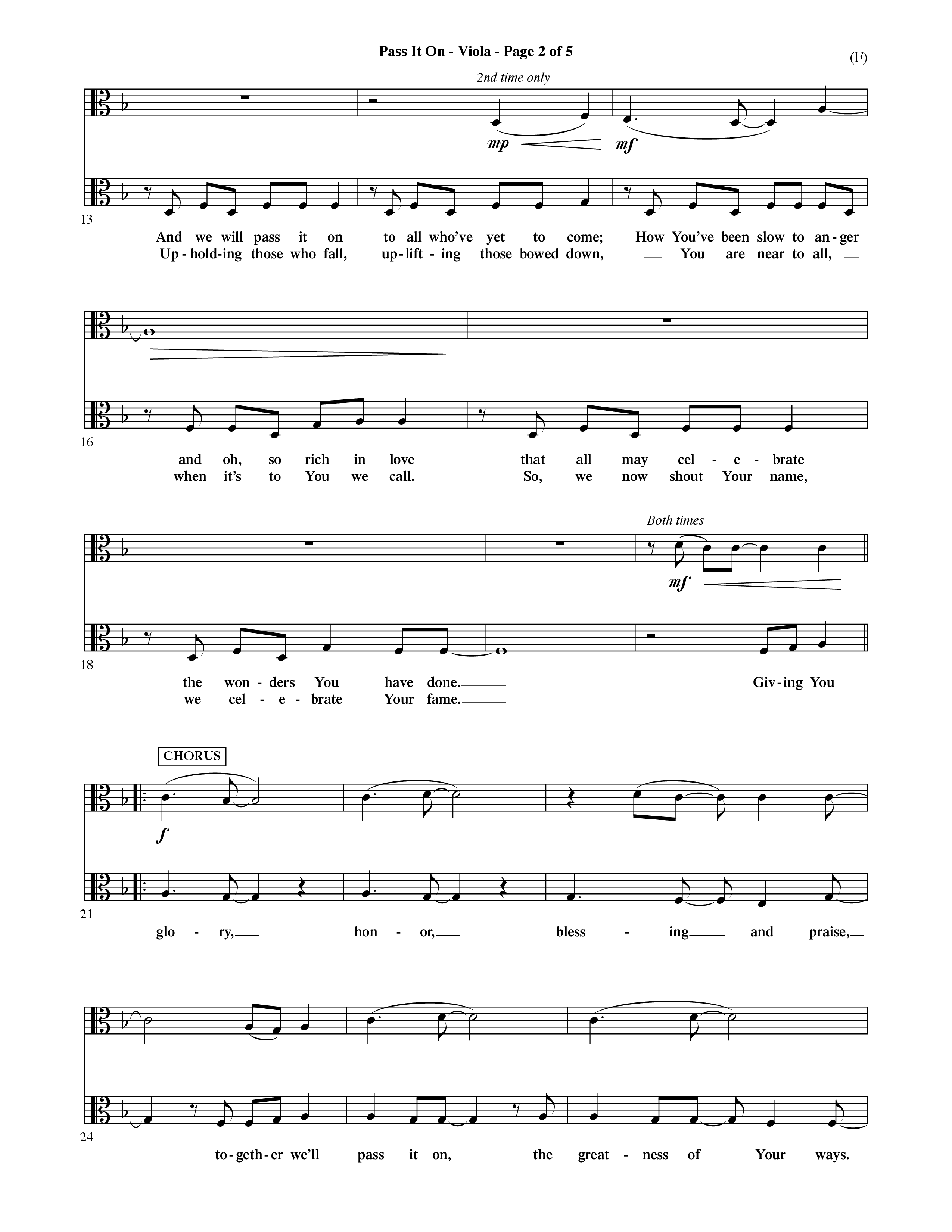 Pass It On (Choral Anthem SATB) Viola (Word Music Choral / Orch. David Shipps)