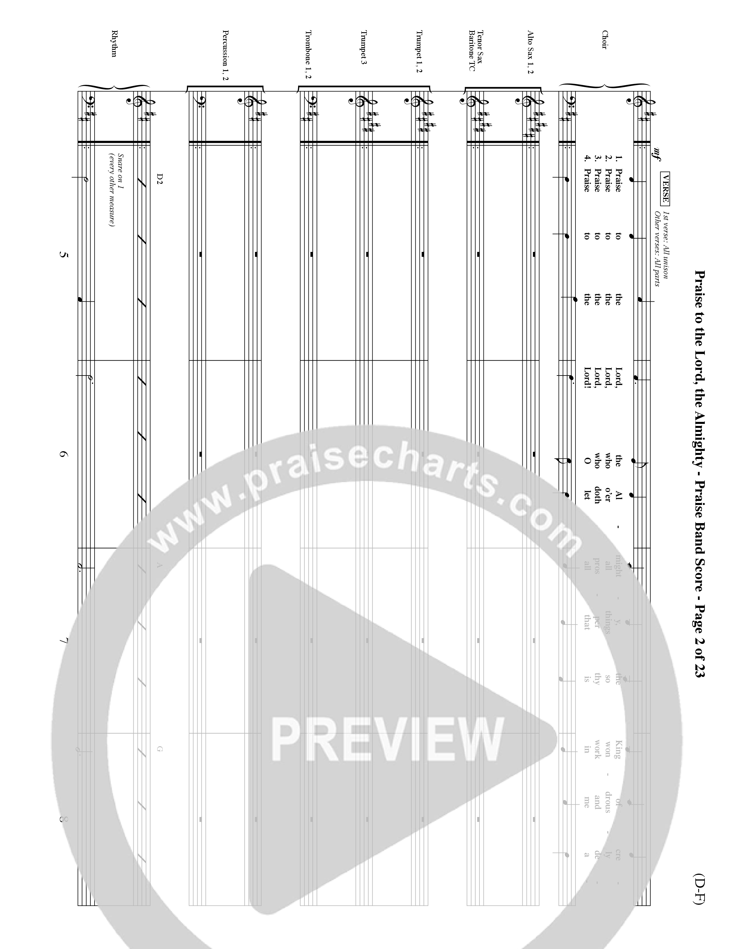 Praise To The Lord The Almighty (Choral Anthem SATB) PraiseBand (incl. Brass) (Word Music Choral / Arr. Travis Cottrell / Orch. Dave Williamson / Orch. Keith Christopher)