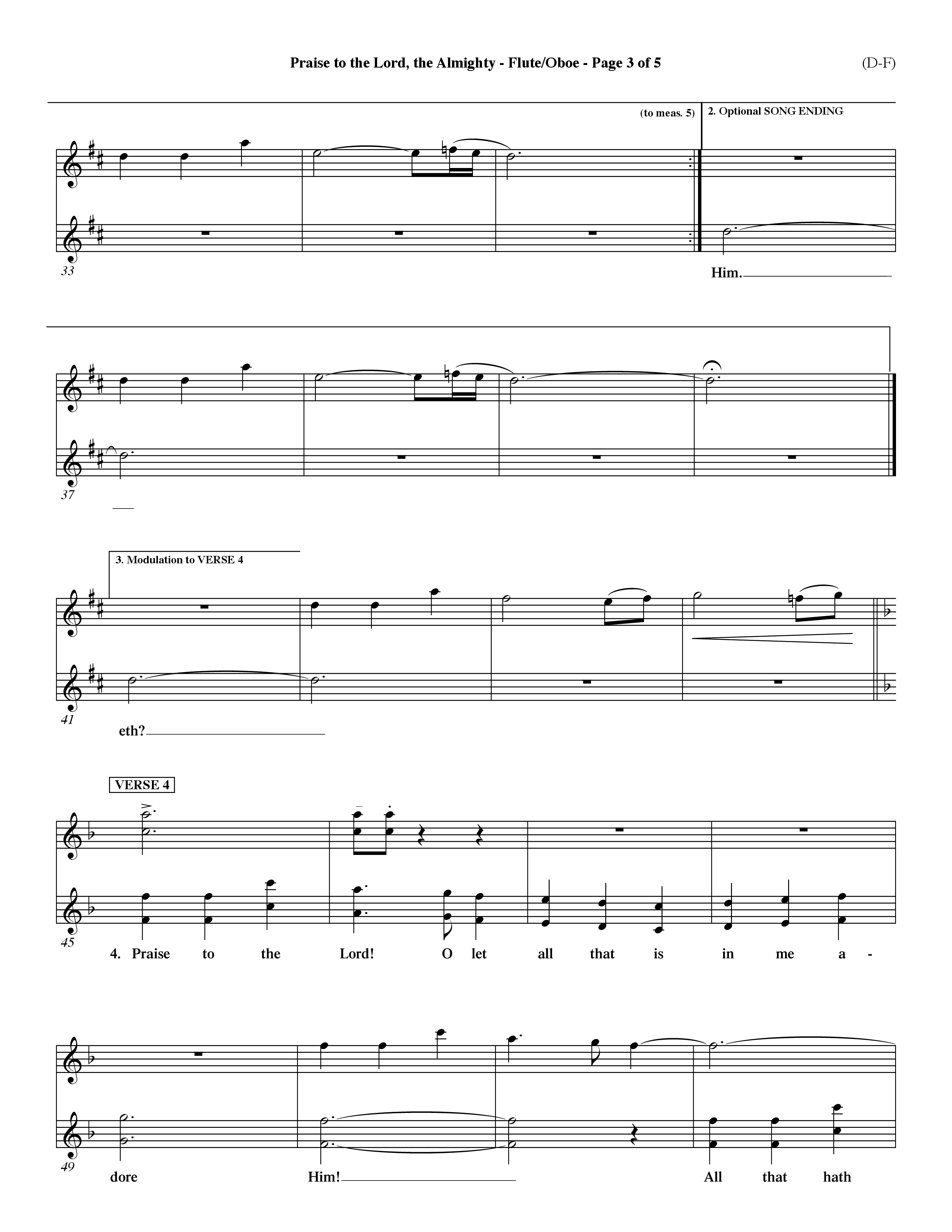 Praise To The Lord The Almighty (Choral Anthem SATB) Flute/Oboe (Word Music Choral / Arr. Travis Cottrell / Orch. Dave Williamson / Orch. Keith Christopher)