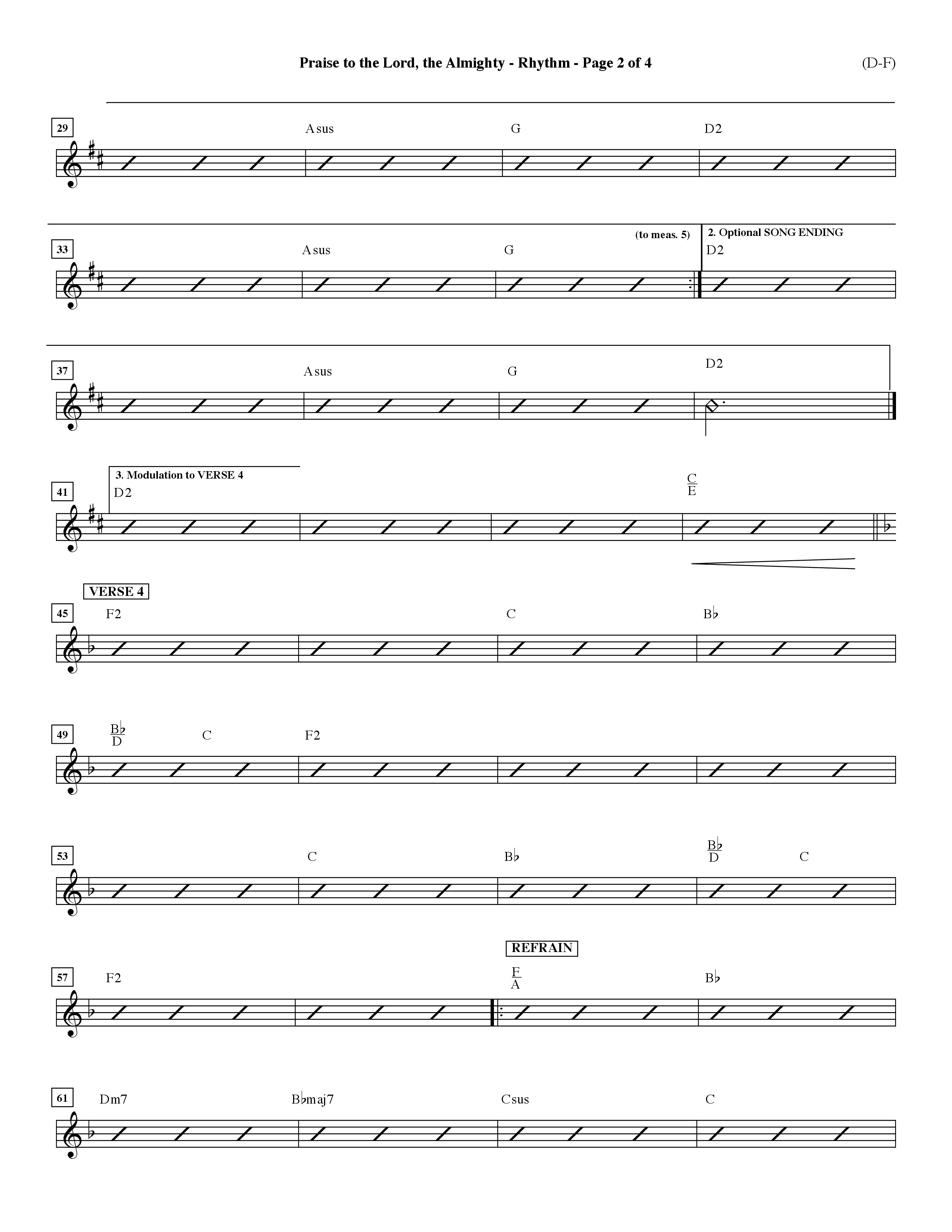 Praise To The Lord The Almighty (Choral Anthem SATB) Rhythm Chart (Word Music Choral / Arr. Travis Cottrell / Orch. Dave Williamson / Orch. Keith Christopher)