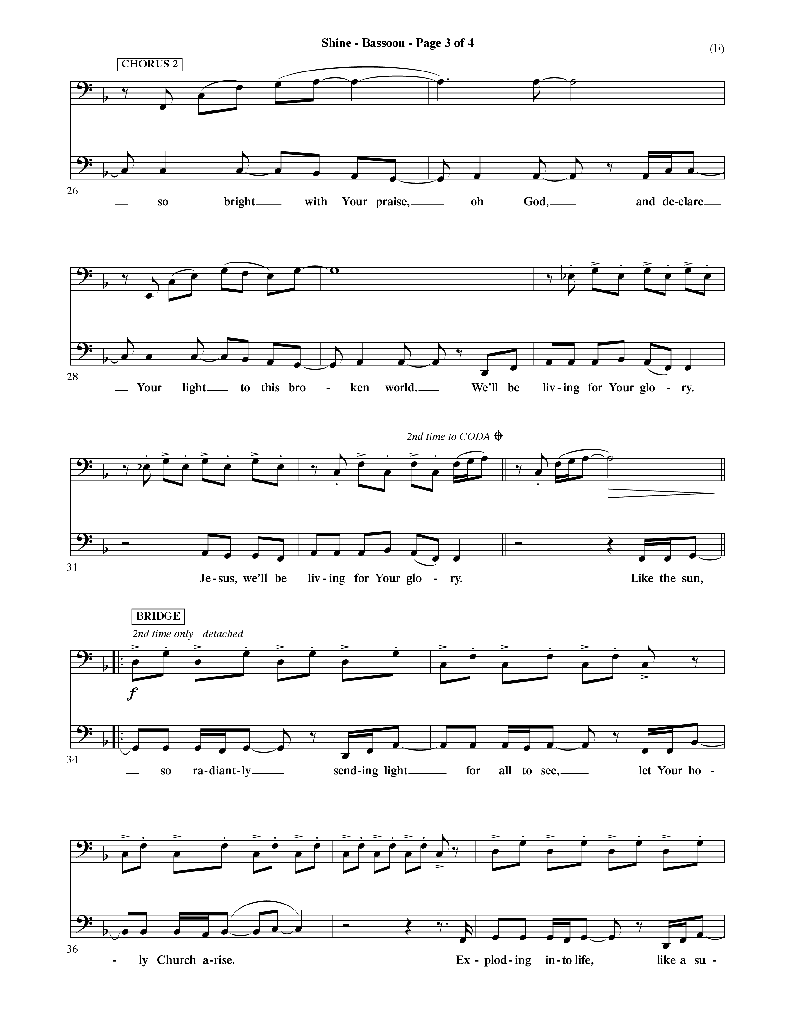Shine (Choral Anthem SATB) Bassoon (Word Music Choral / Orch. David Shipps)