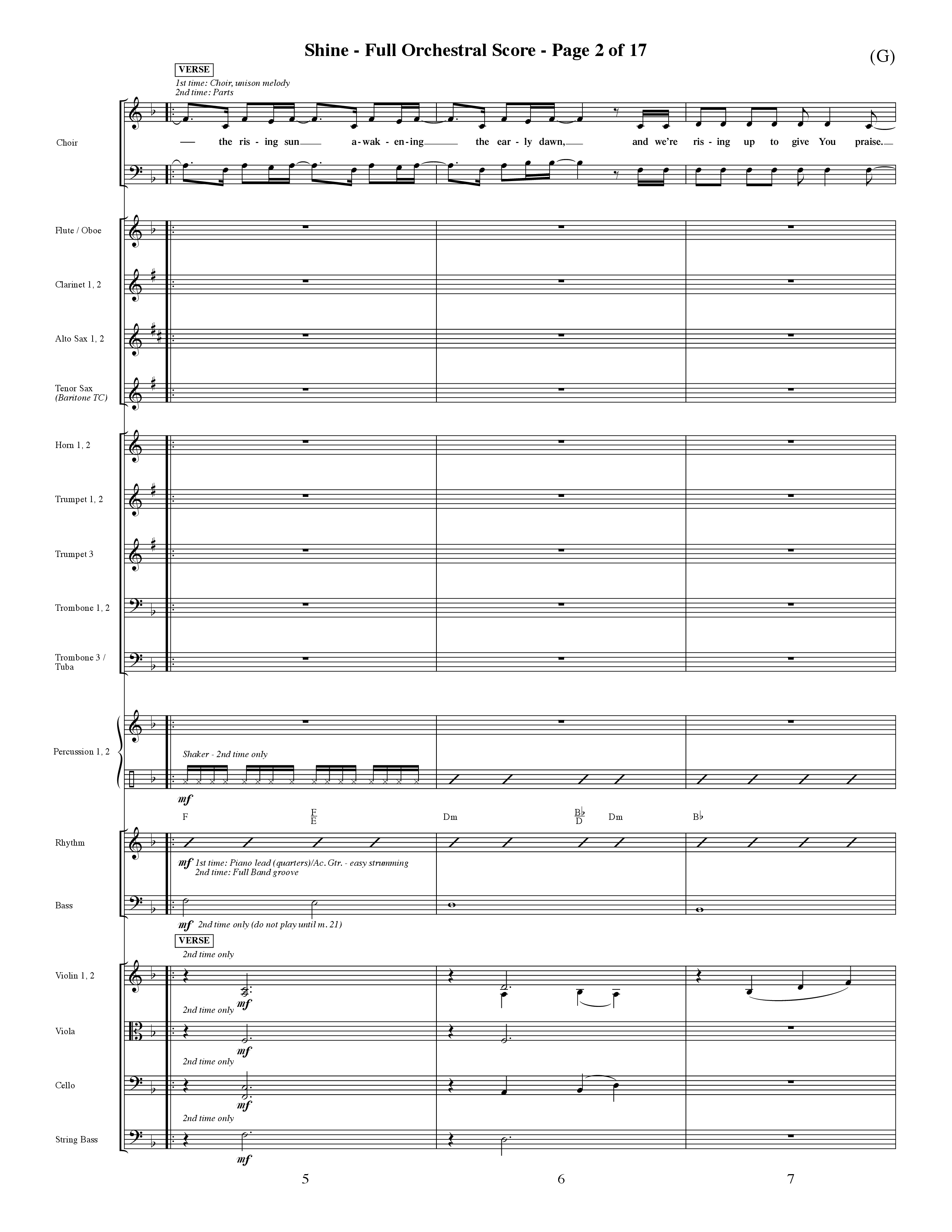 Shine (Choral Anthem SATB) Orchestration (Word Music Choral / Orch. David Shipps)
