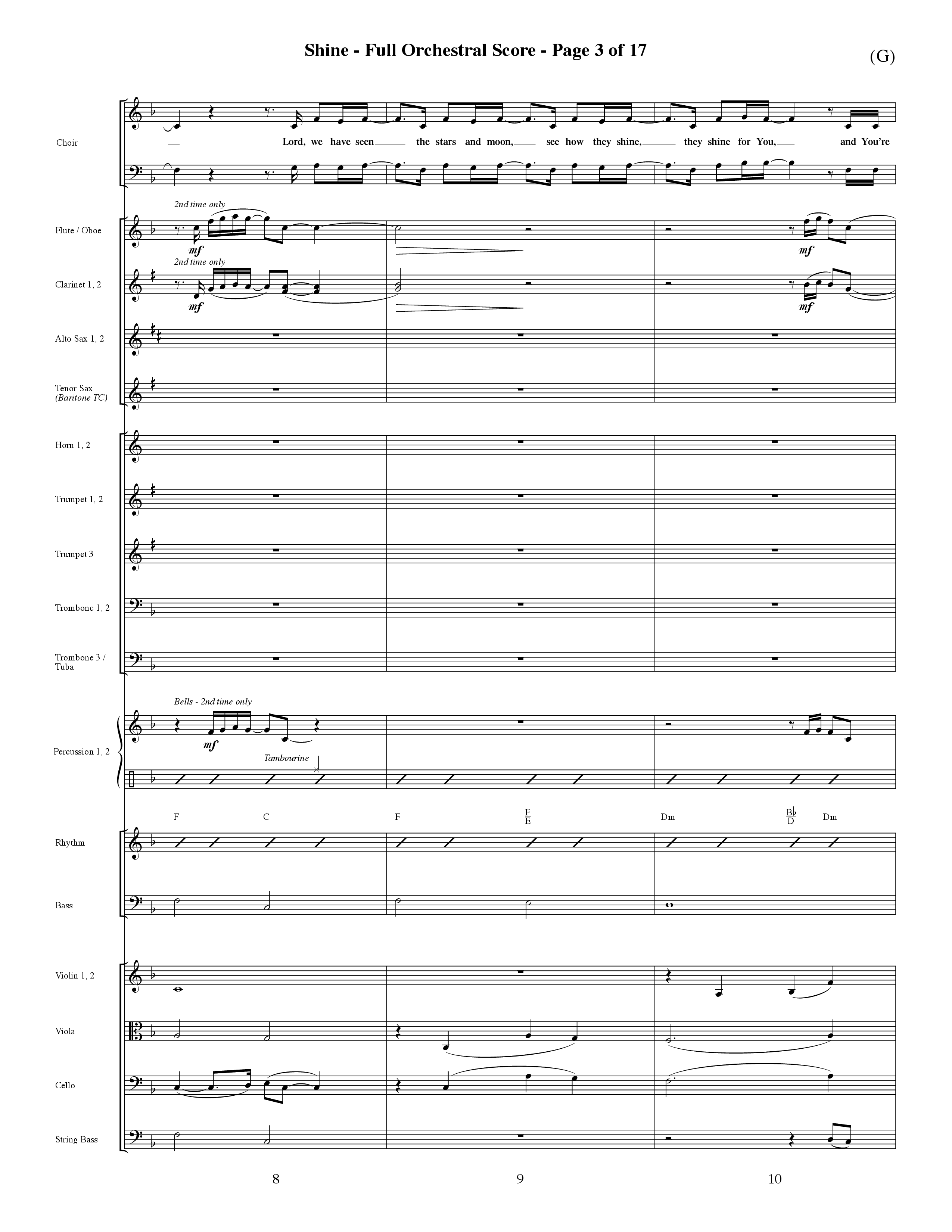 Shine (Choral Anthem SATB) Orchestration (Word Music Choral / Orch. David Shipps)