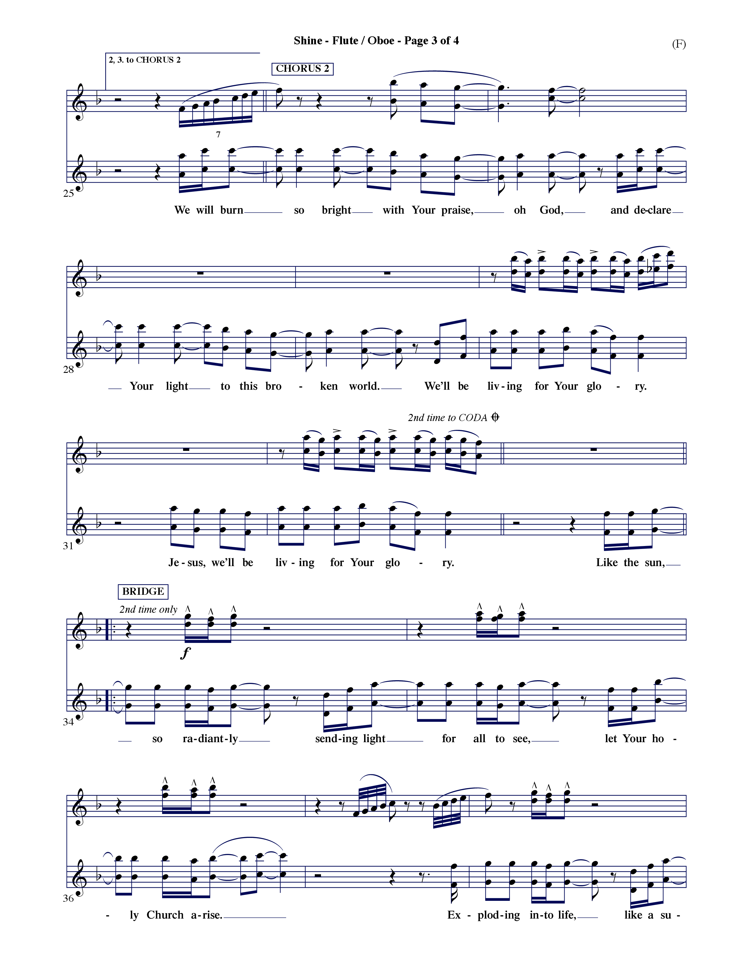 Shine (Choral Anthem SATB) Flute/Oboe (Word Music Choral / Orch. David Shipps)