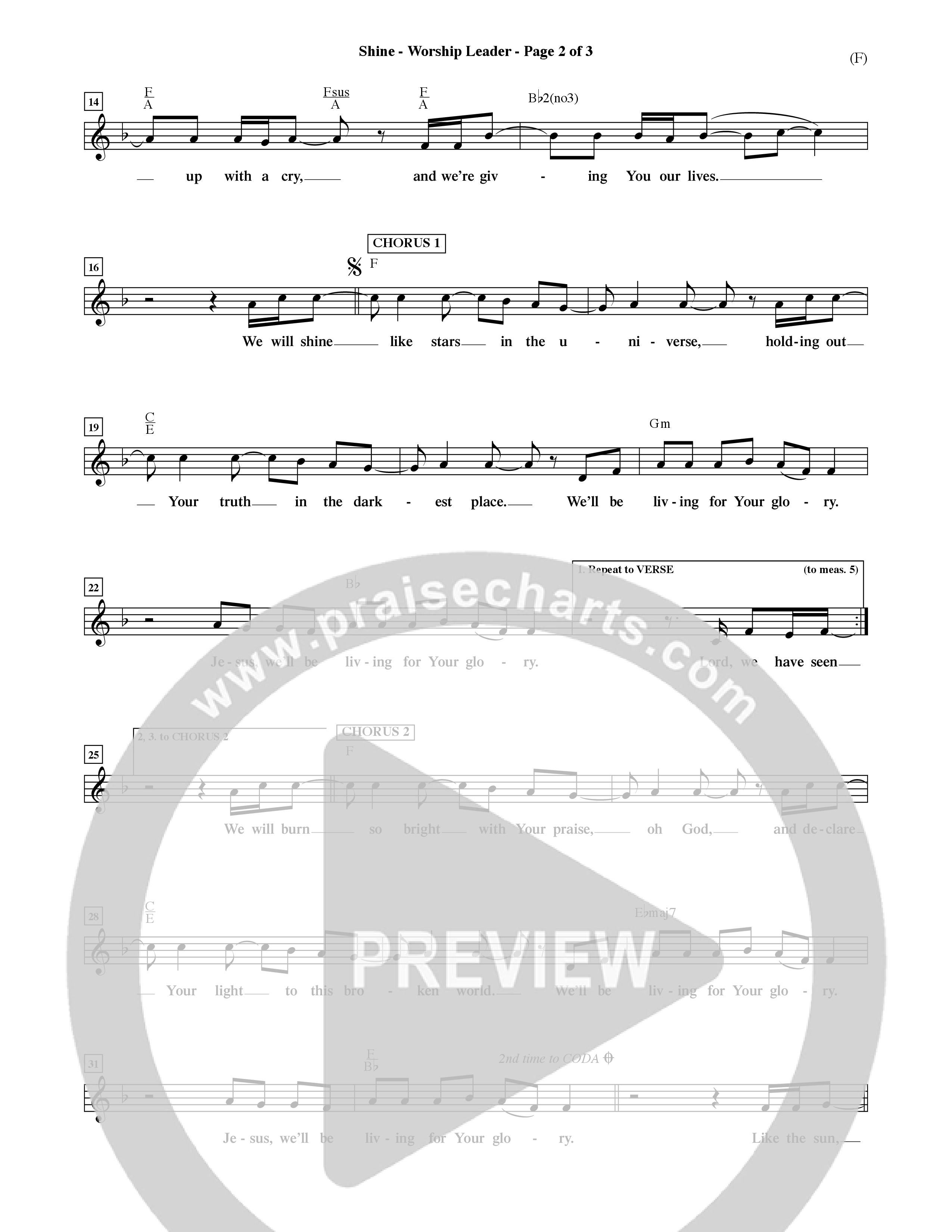 Shine (Choral Anthem SATB) Rhythm Pack (Word Music Choral / Orch. David Shipps)