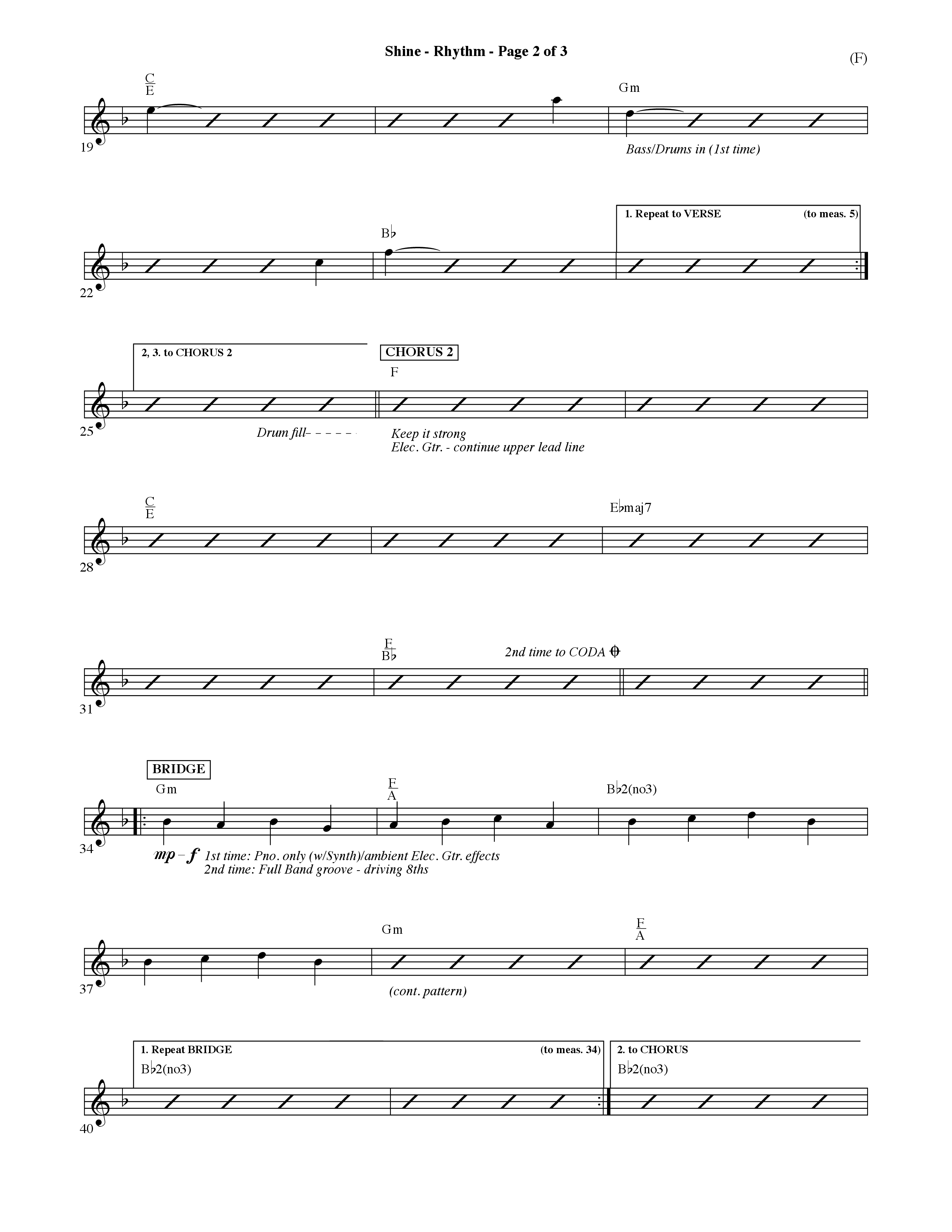 Shine (Choral Anthem SATB) Rhythm Chart (Word Music Choral / Orch. David Shipps)
