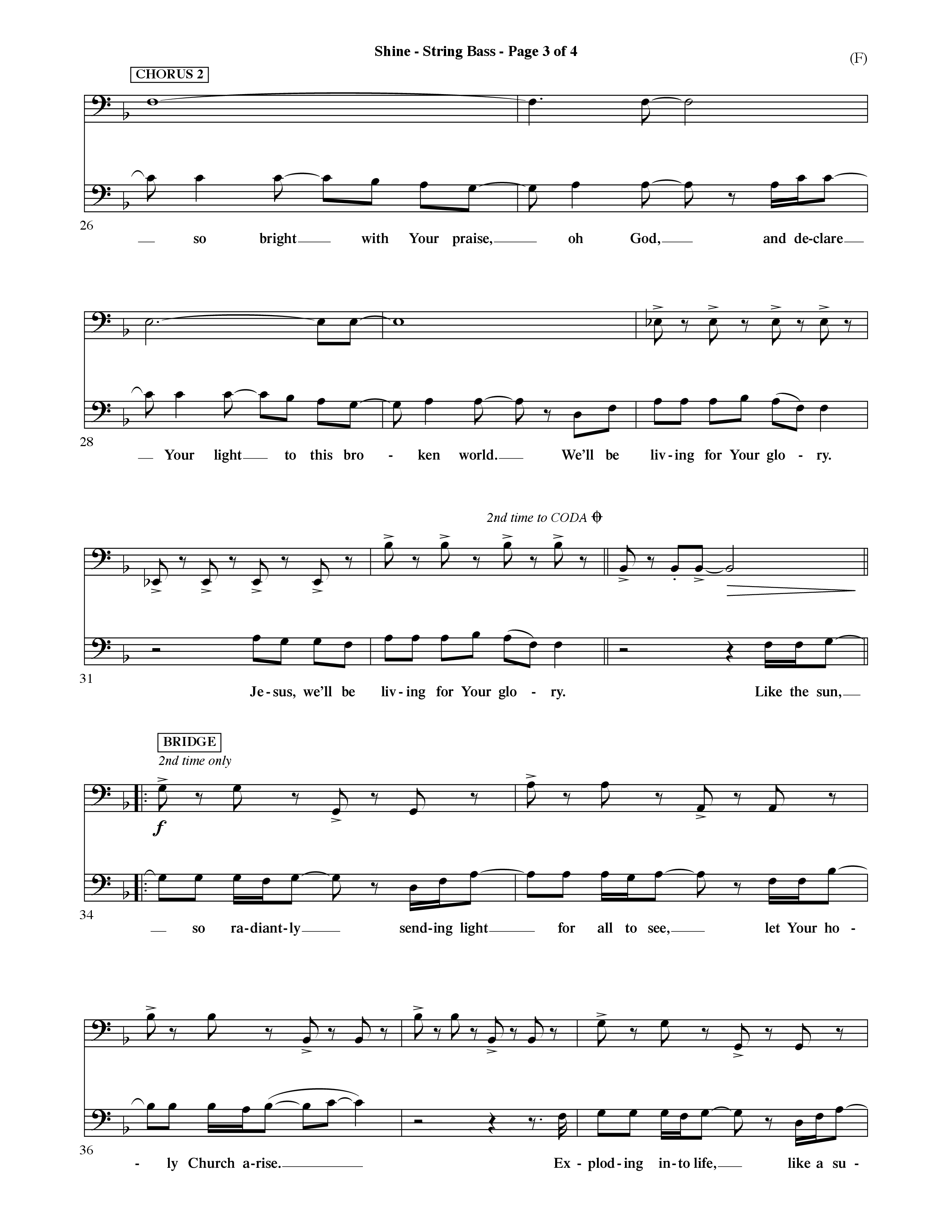 Shine (Choral Anthem SATB) String Bass (Word Music Choral / Orch. David Shipps)