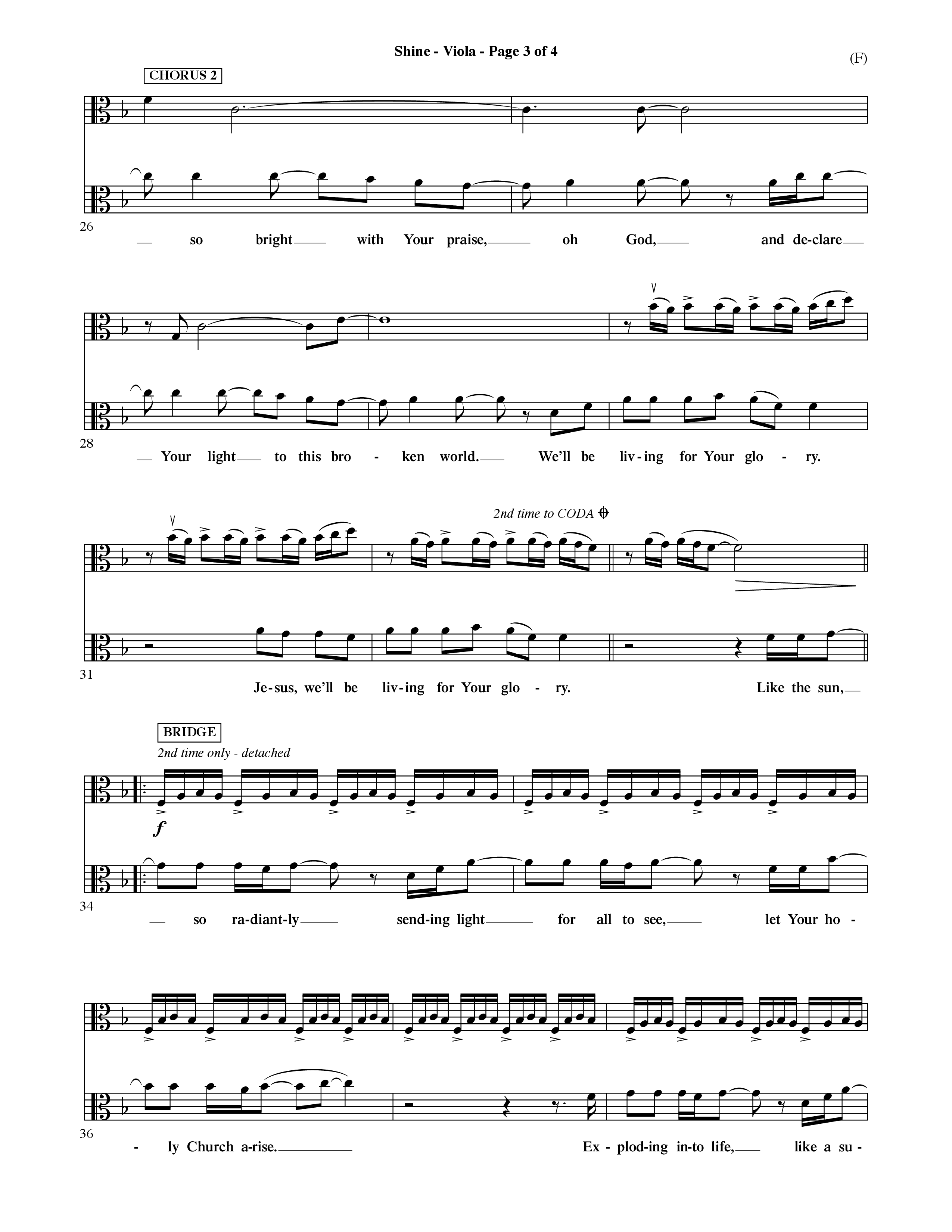 Shine (Choral Anthem SATB) Viola (Word Music Choral / Orch. David Shipps)