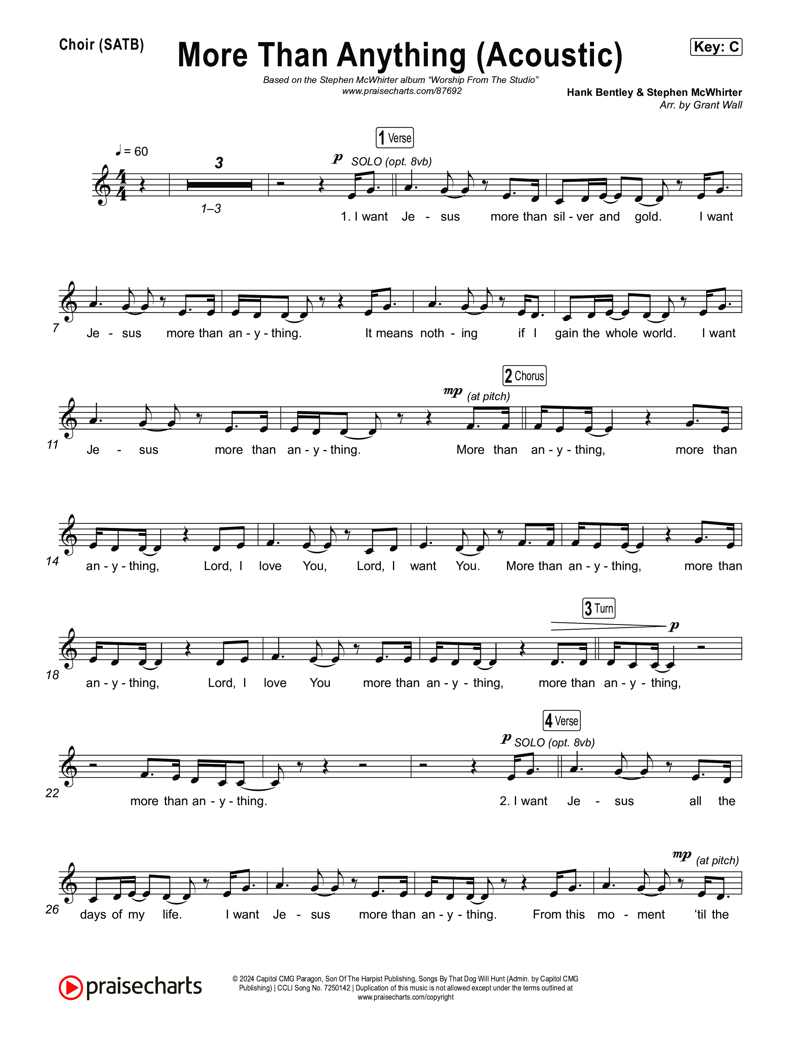 More Than Anything (Acoustic) Choir Sheet (SATB) (Stephen McWhirter)
