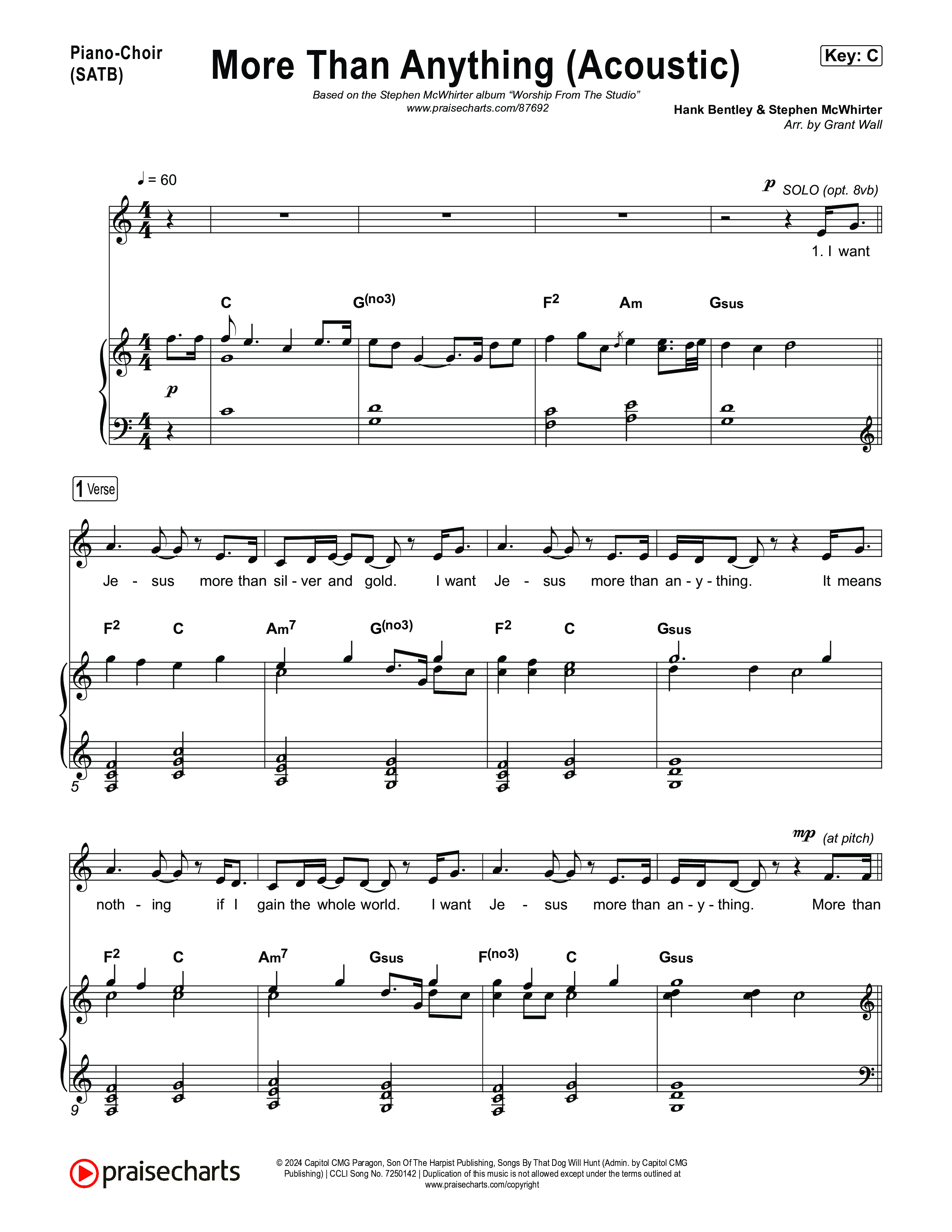 More Than Anything (Acoustic) Piano/Vocal (SATB) (Stephen McWhirter)