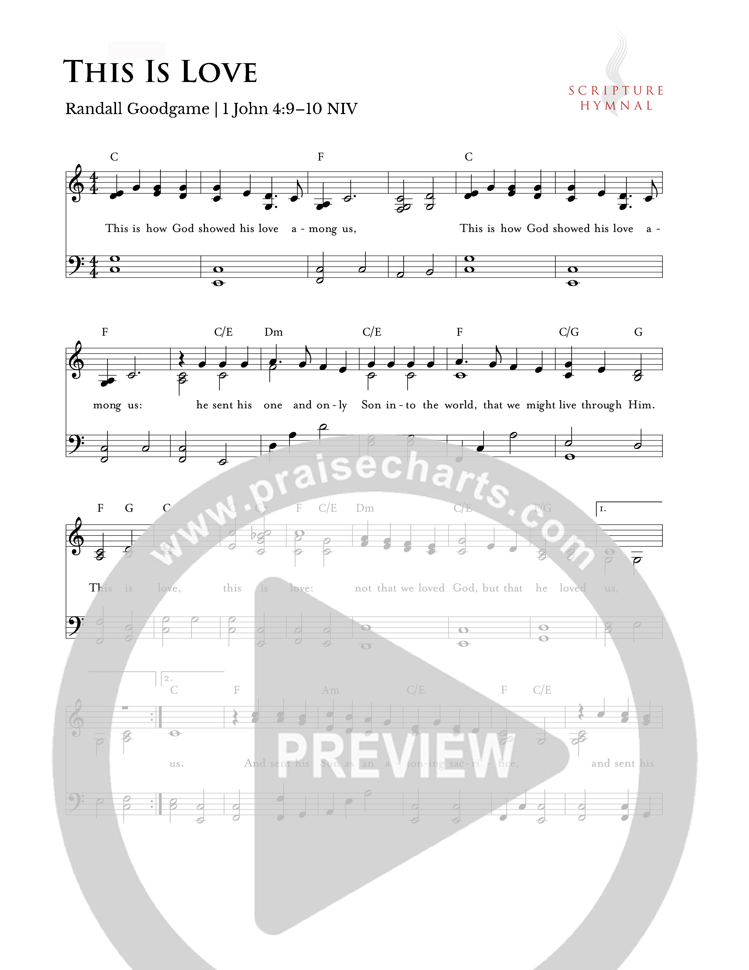 This Is Love Lead Sheet Melody (Scripture Hymnal)