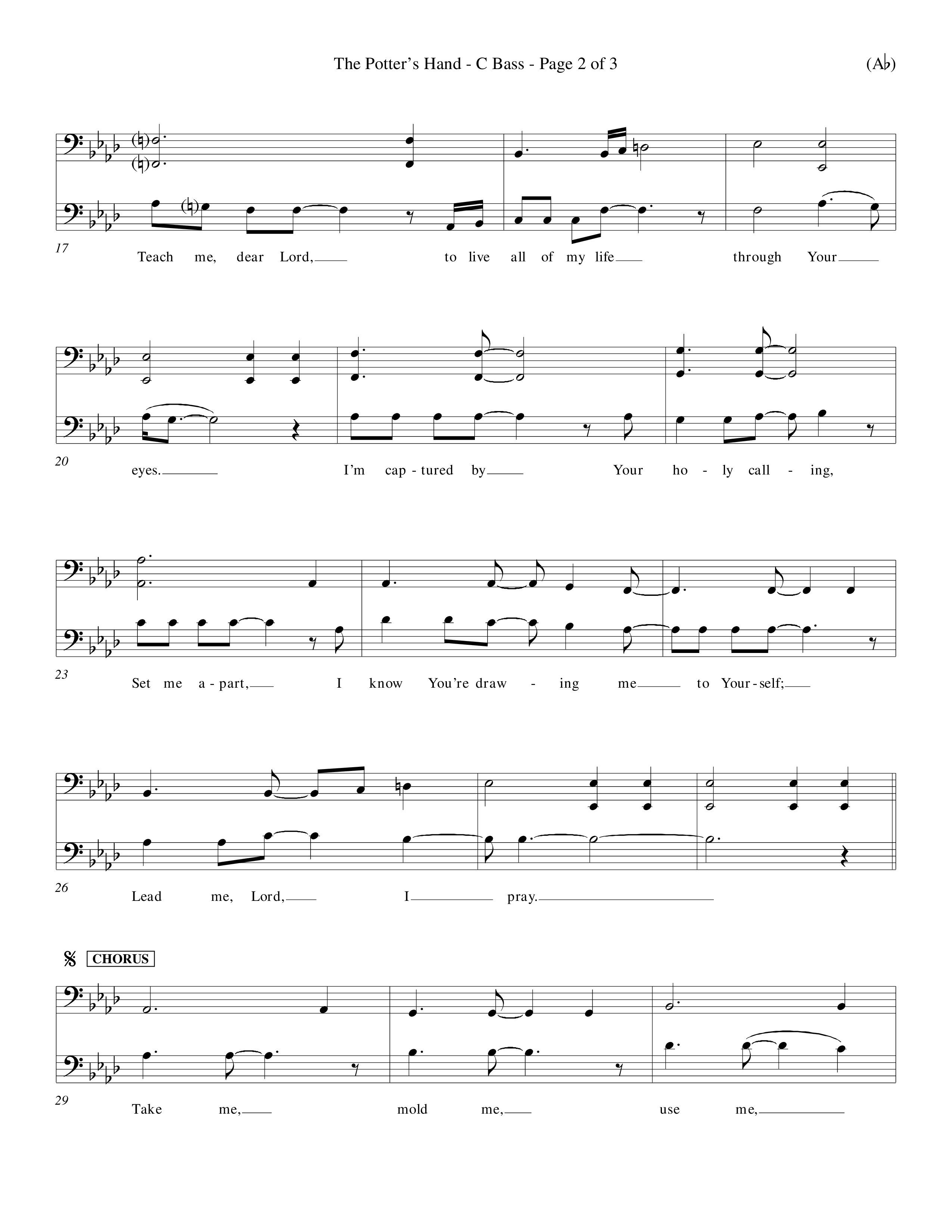 The Potter's Hand (Choral Anthem SATB) Contrabass (Word Music Choral / Orch. Tim Cates / Orch. Keith Christopher)