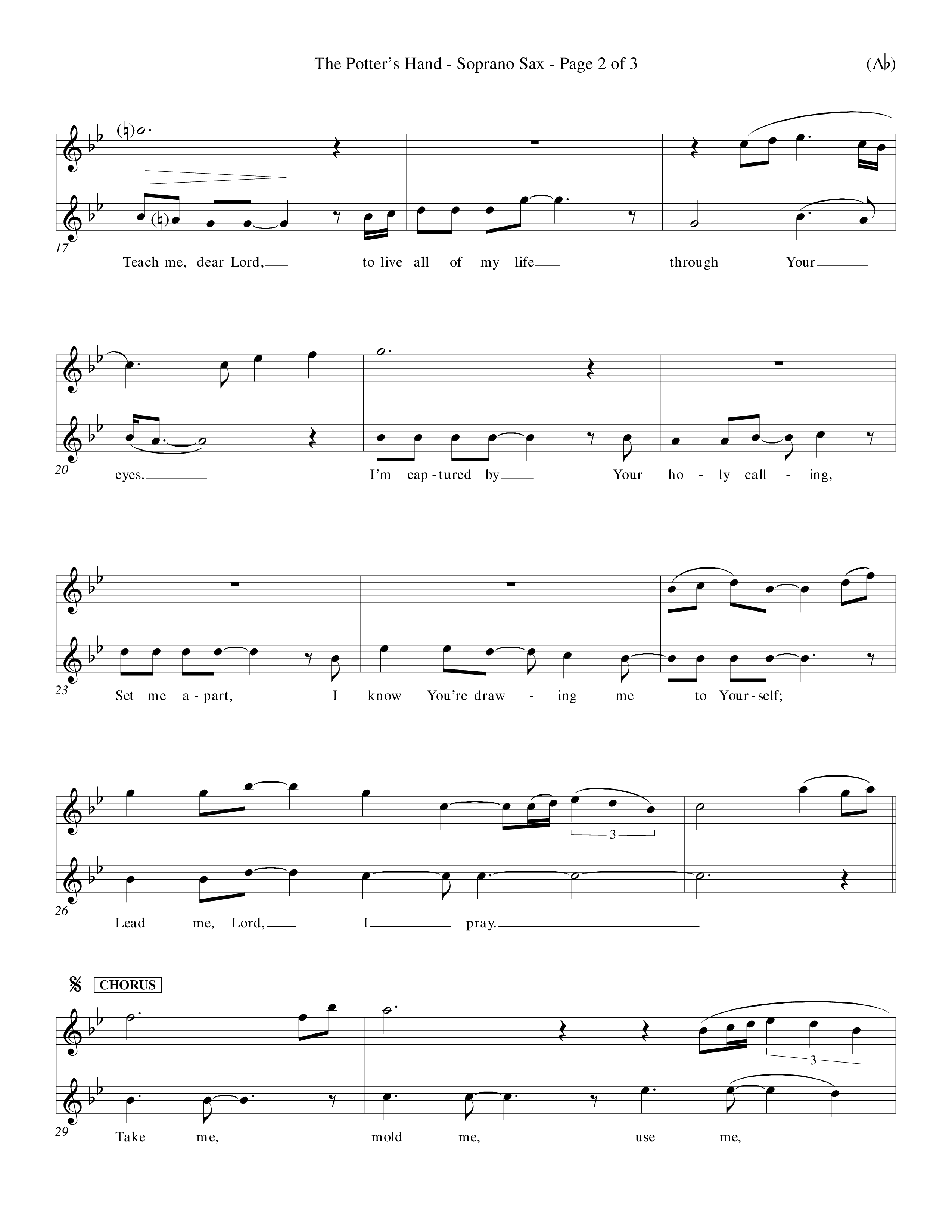The Potter's Hand (Choral Anthem SATB) Saxophone (Word Music Choral / Orch. Tim Cates / Orch. Keith Christopher)