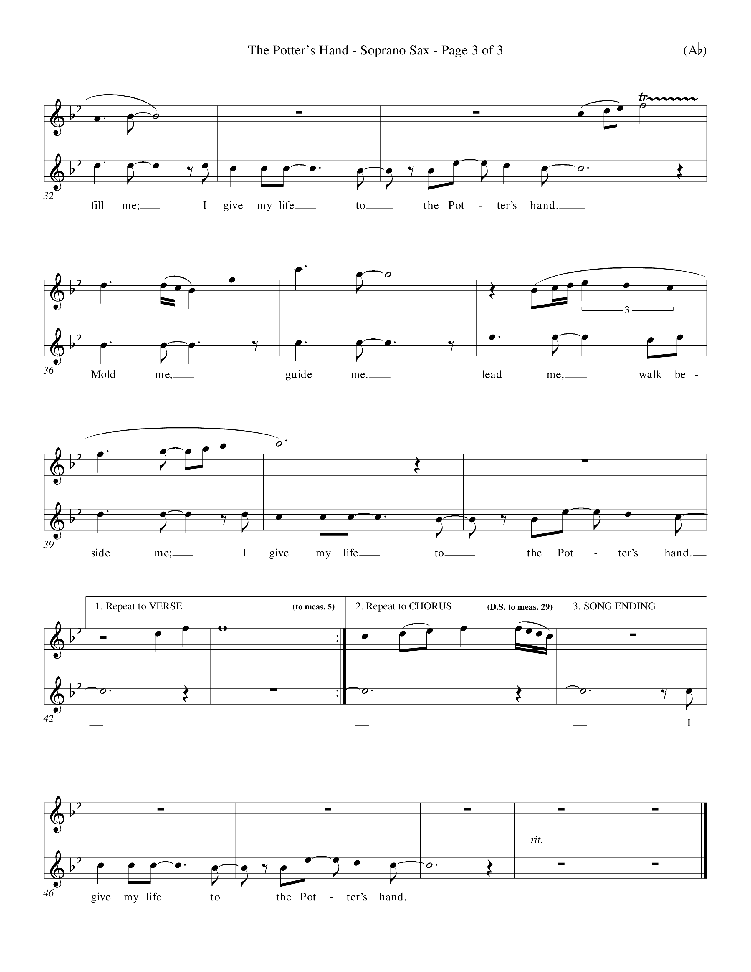 The Potter's Hand (Choral Anthem SATB) Saxophone (Word Music Choral / Orch. Tim Cates / Orch. Keith Christopher)