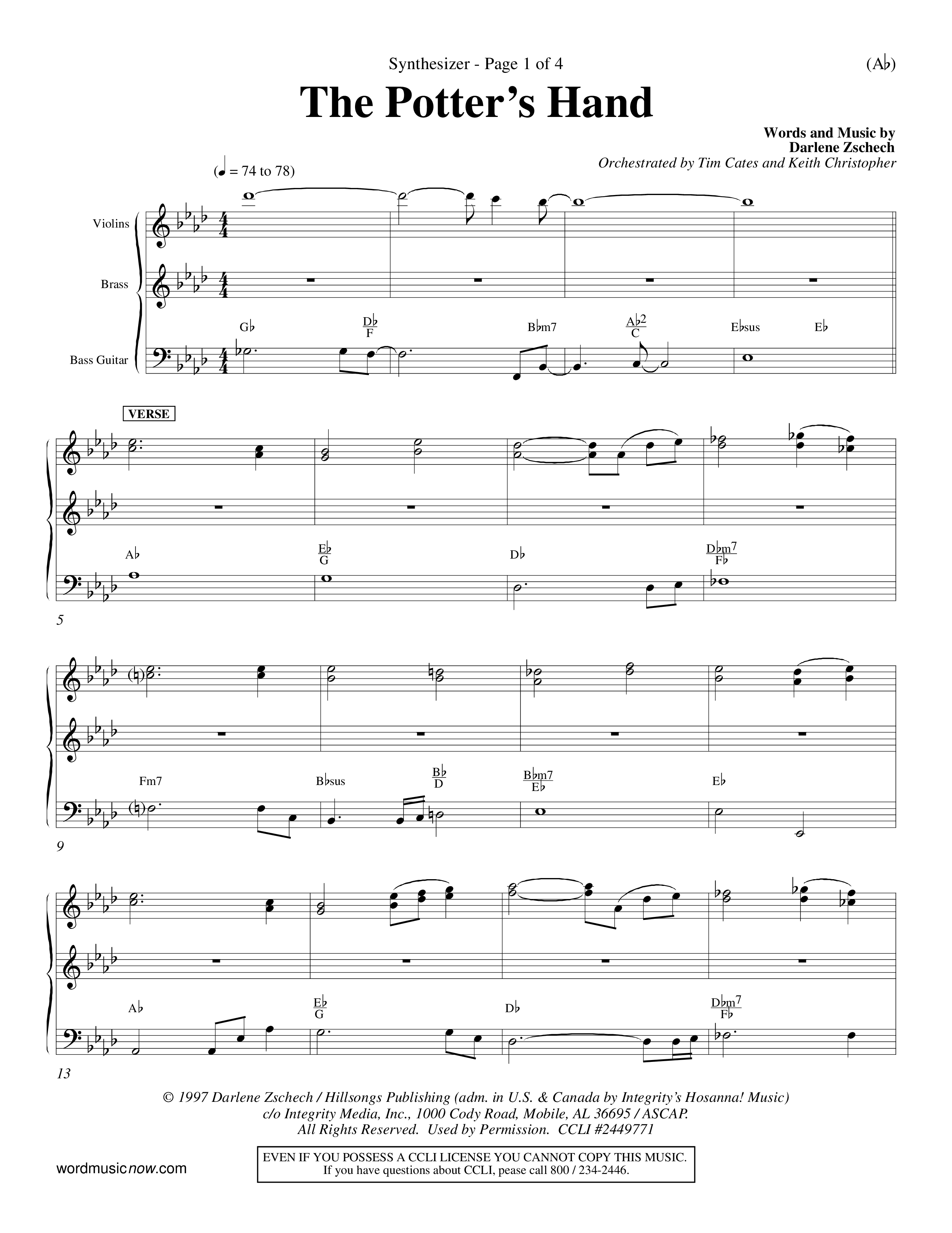The Potter's Hand (Choral Anthem SATB) Synth (Word Music Choral / Orch. Tim Cates / Orch. Keith Christopher)