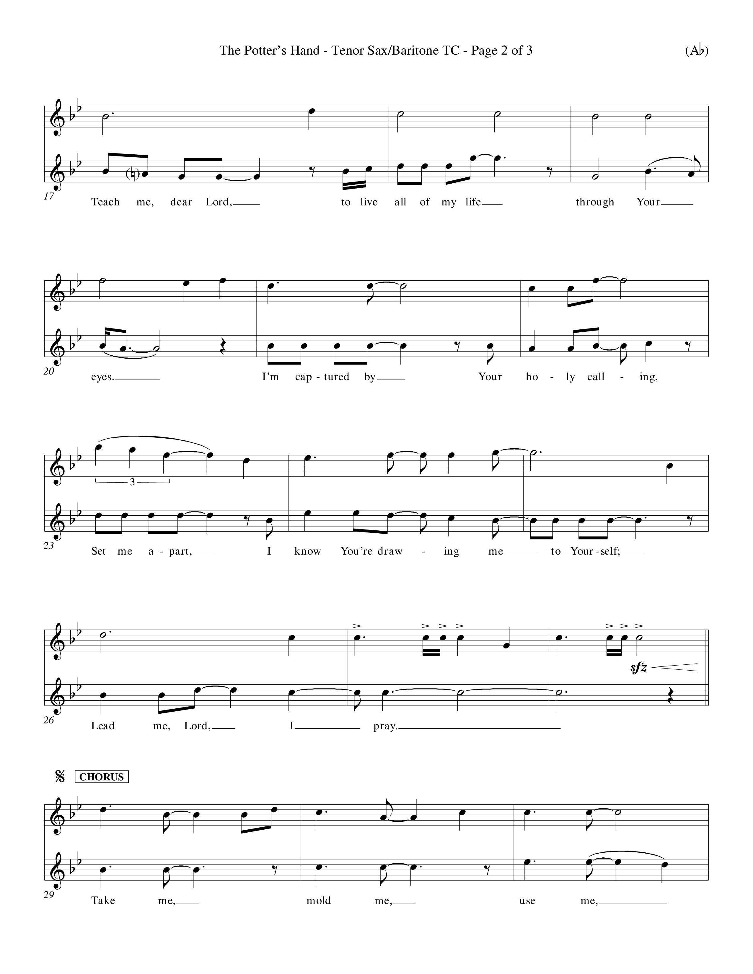 The Potter's Hand (Choral Anthem SATB) Tenor Sax/Baritone T.C. (Word Music Choral / Orch. Tim Cates / Orch. Keith Christopher)