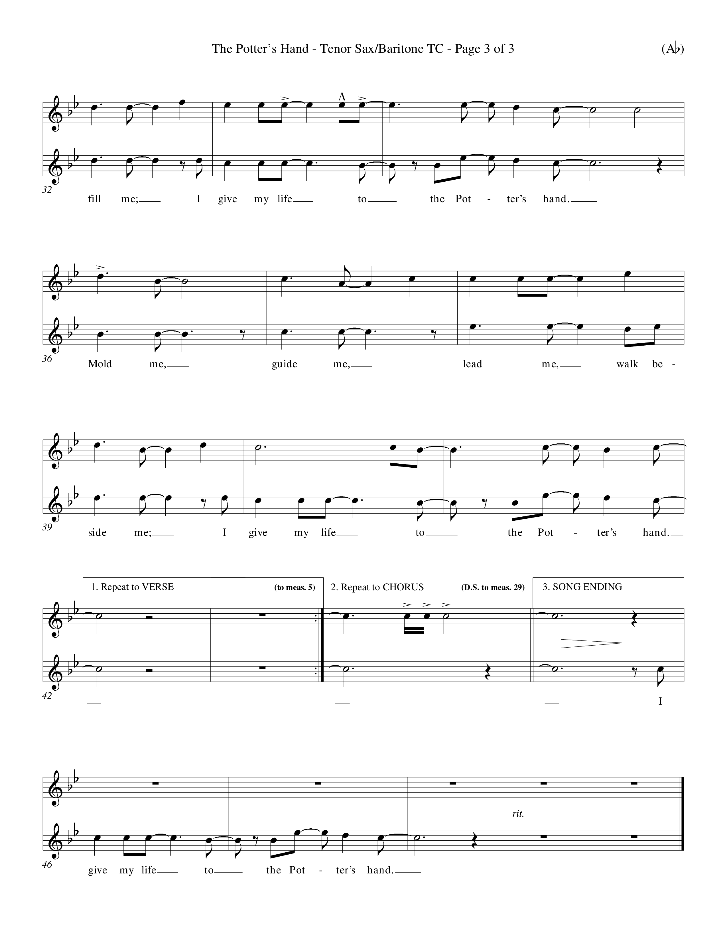 The Potter's Hand (Choral Anthem SATB) Tenor Sax/Baritone T.C. (Word Music Choral / Orch. Tim Cates / Orch. Keith Christopher)