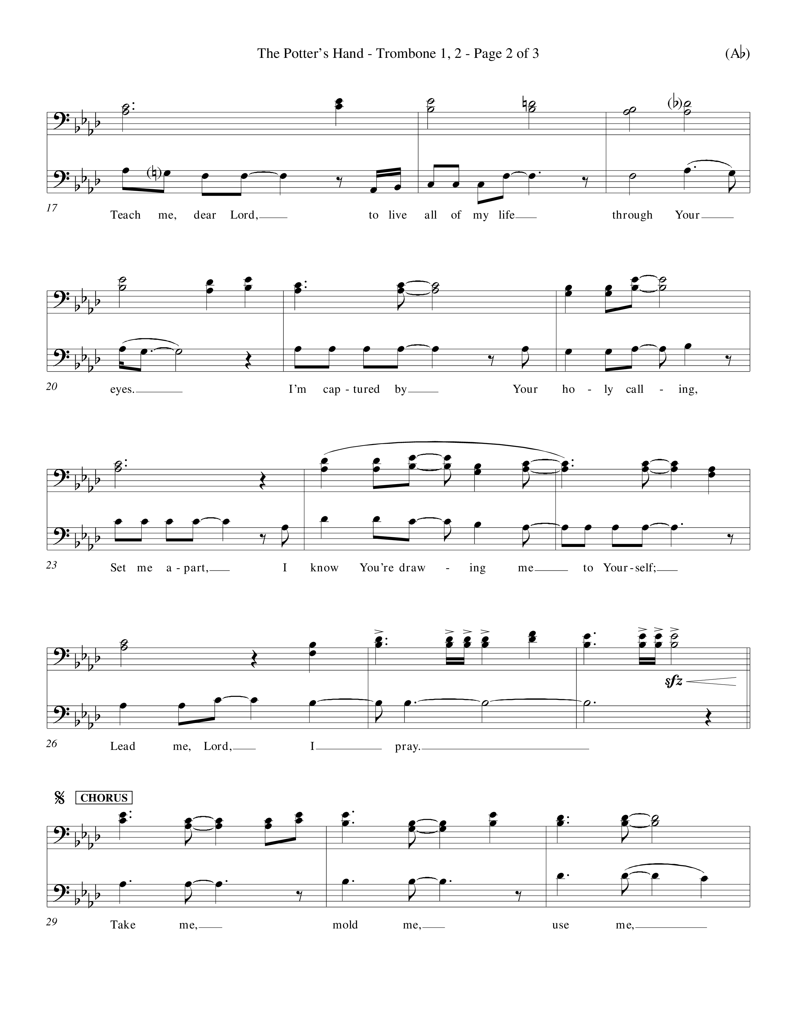 The Potter's Hand (Choral Anthem SATB) Trombone 1/2 (Word Music Choral / Orch. Tim Cates / Orch. Keith Christopher)