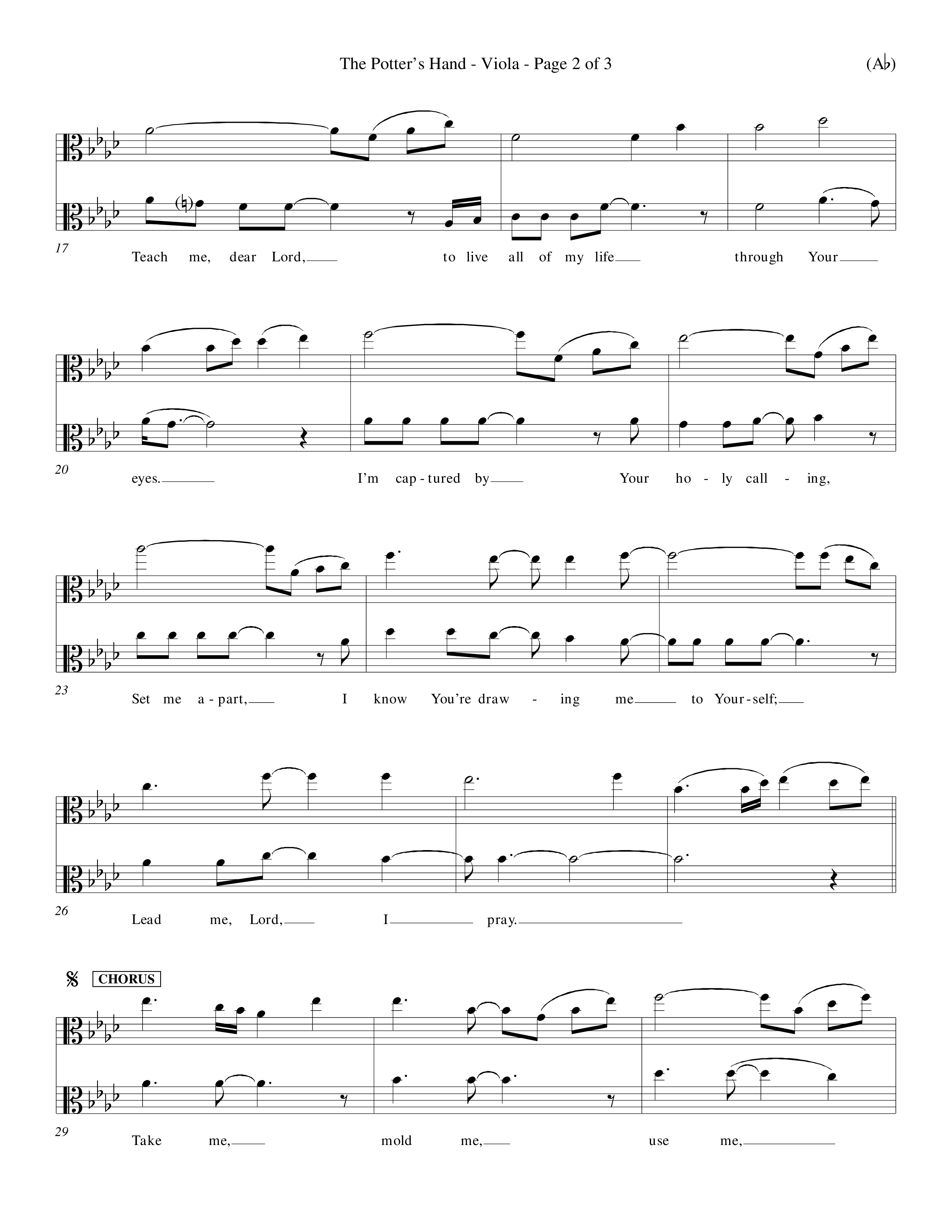 The Potter's Hand (Choral Anthem SATB) Viola (Word Music Choral / Orch. Tim Cates / Orch. Keith Christopher)