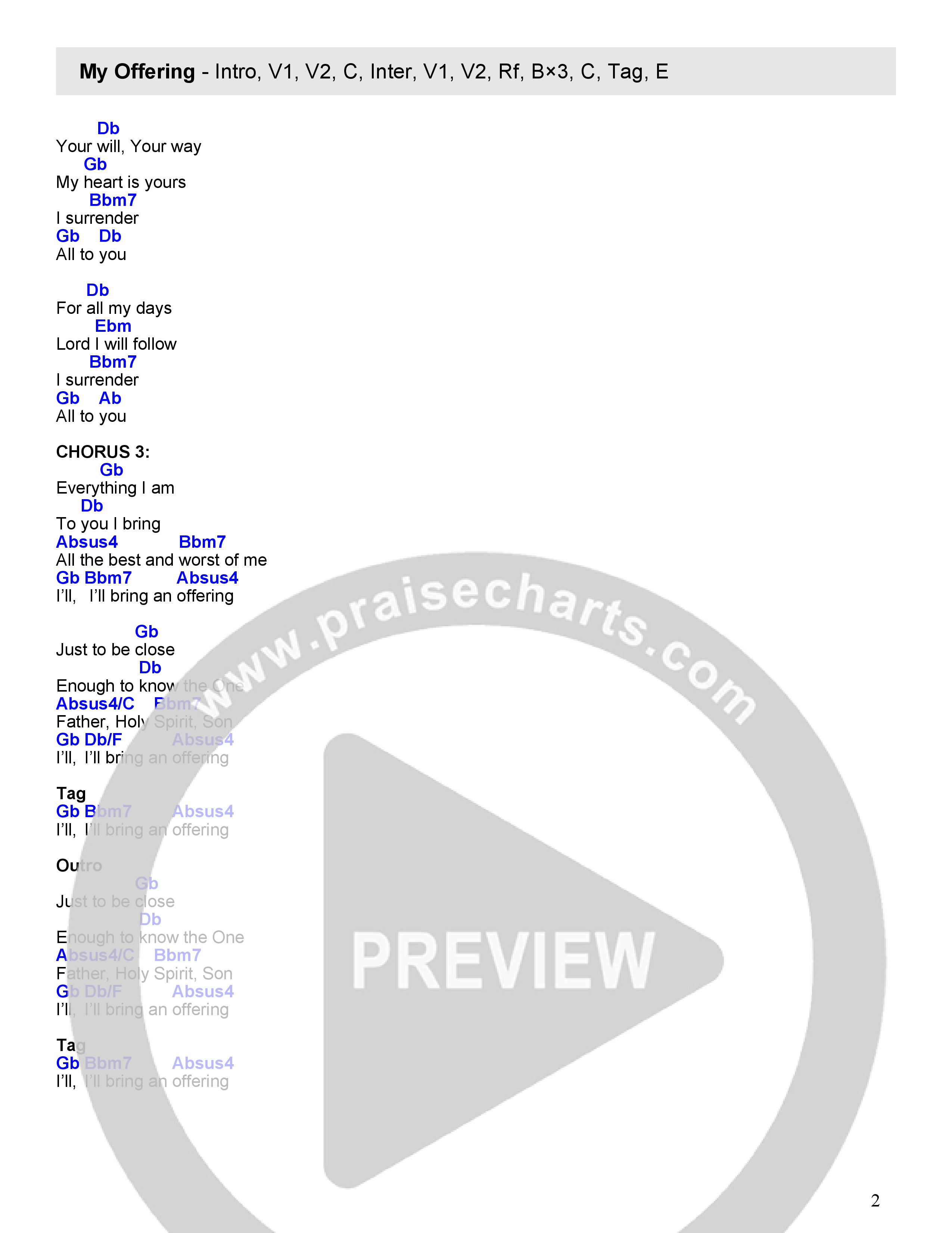 My Offering Chord Chart (Echo Music CO)