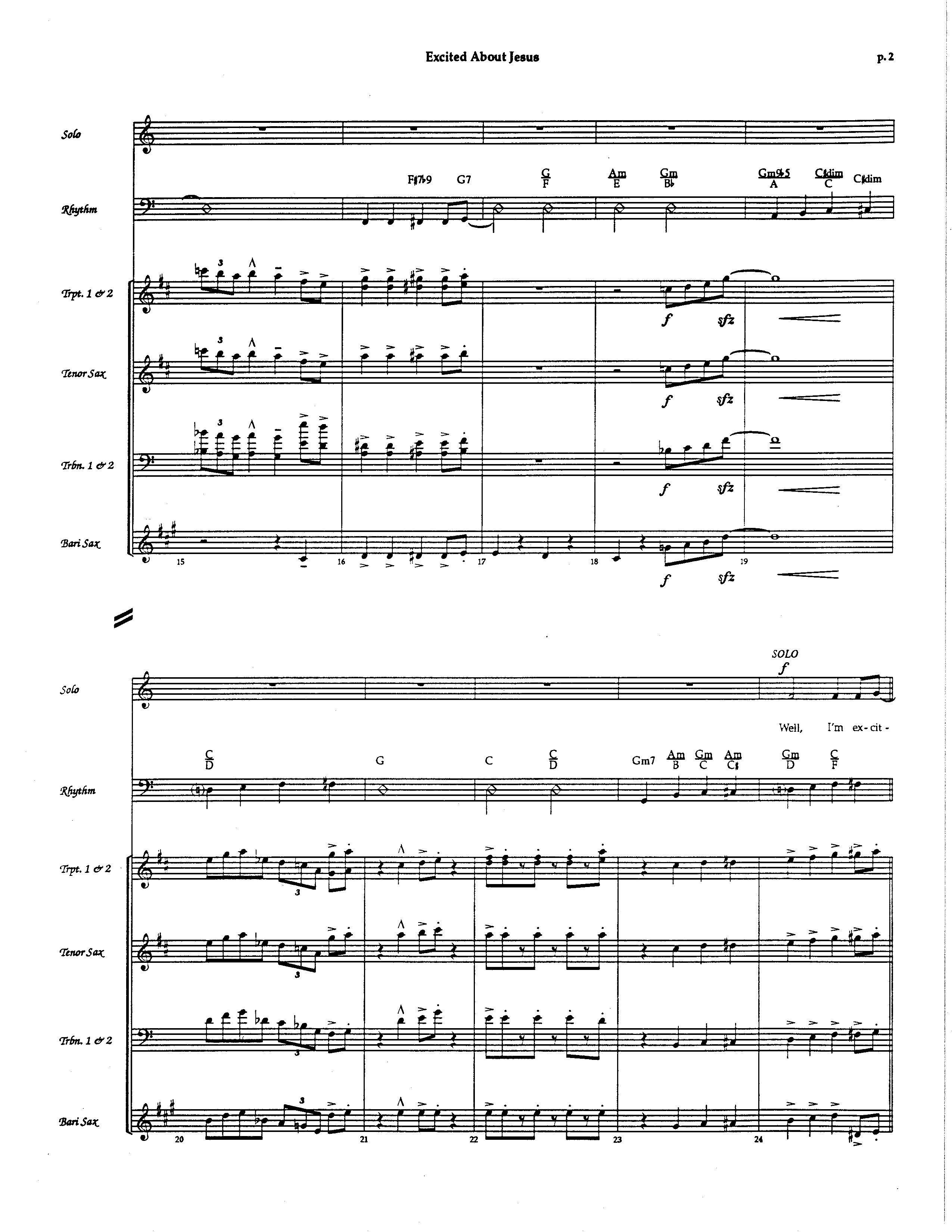 Excited About Jesus (Choral Anthem SATB) Inst. Ensemble (The Brooklyn Tabernacle Choir / Arr. Carol Cymbala)