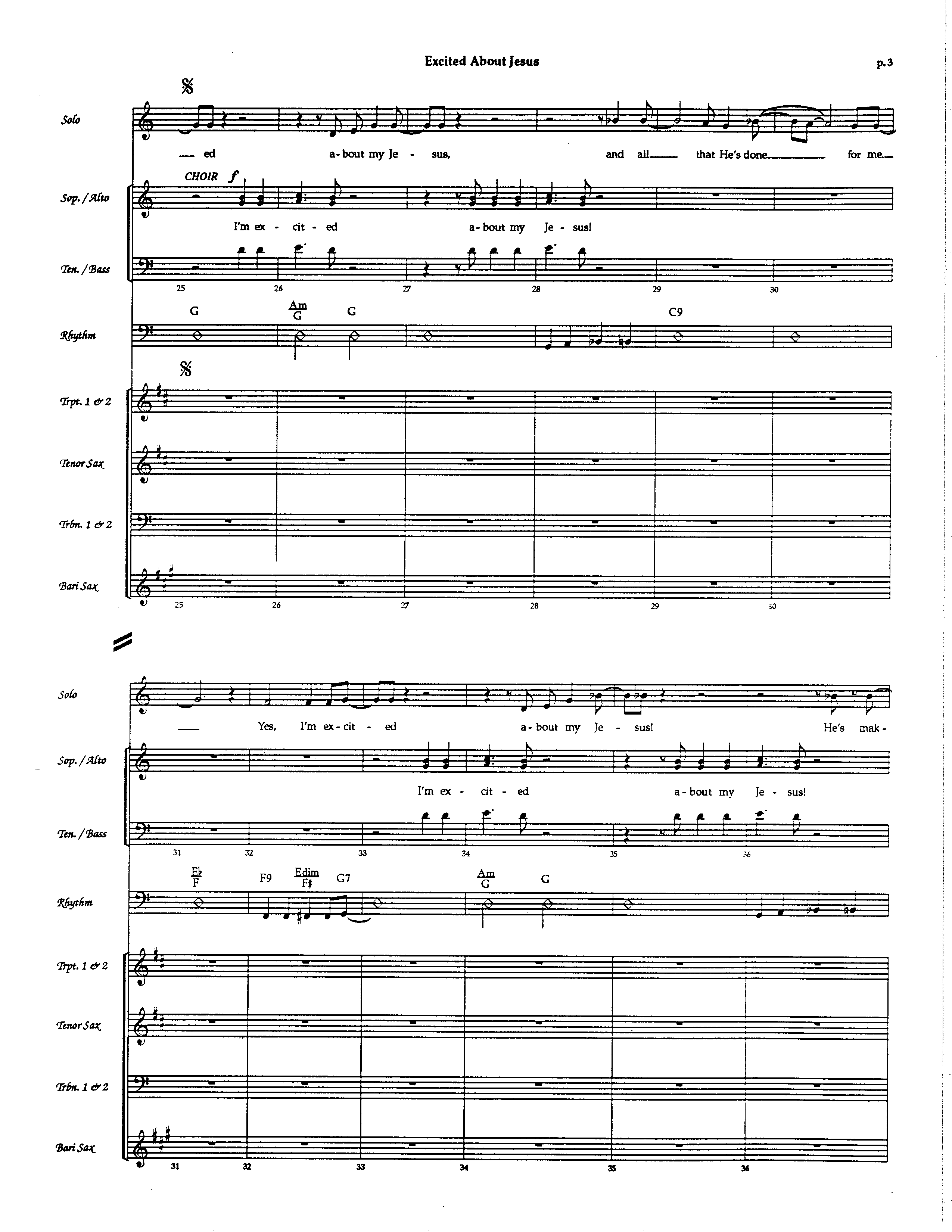 Excited About Jesus (Choral Anthem SATB) Inst. Ensemble (The Brooklyn Tabernacle Choir / Arr. Carol Cymbala)