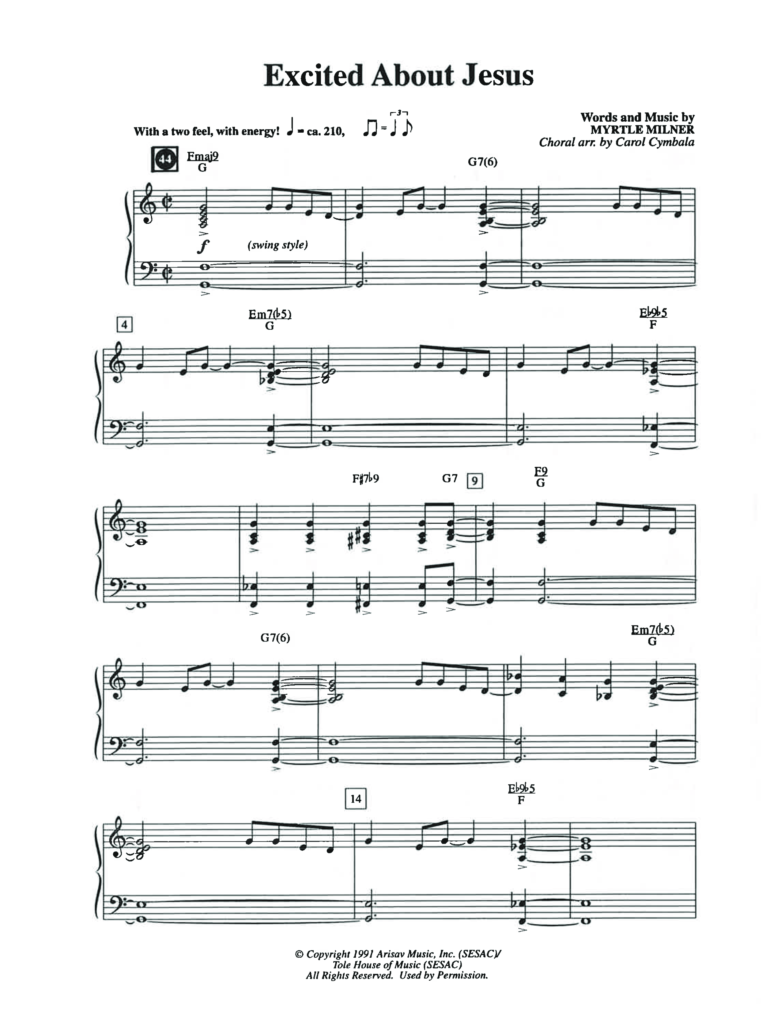 Excited About Jesus (Choral Anthem SATB) Anthem (SATB/Piano) (The Brooklyn Tabernacle Choir / Arr. Carol Cymbala)