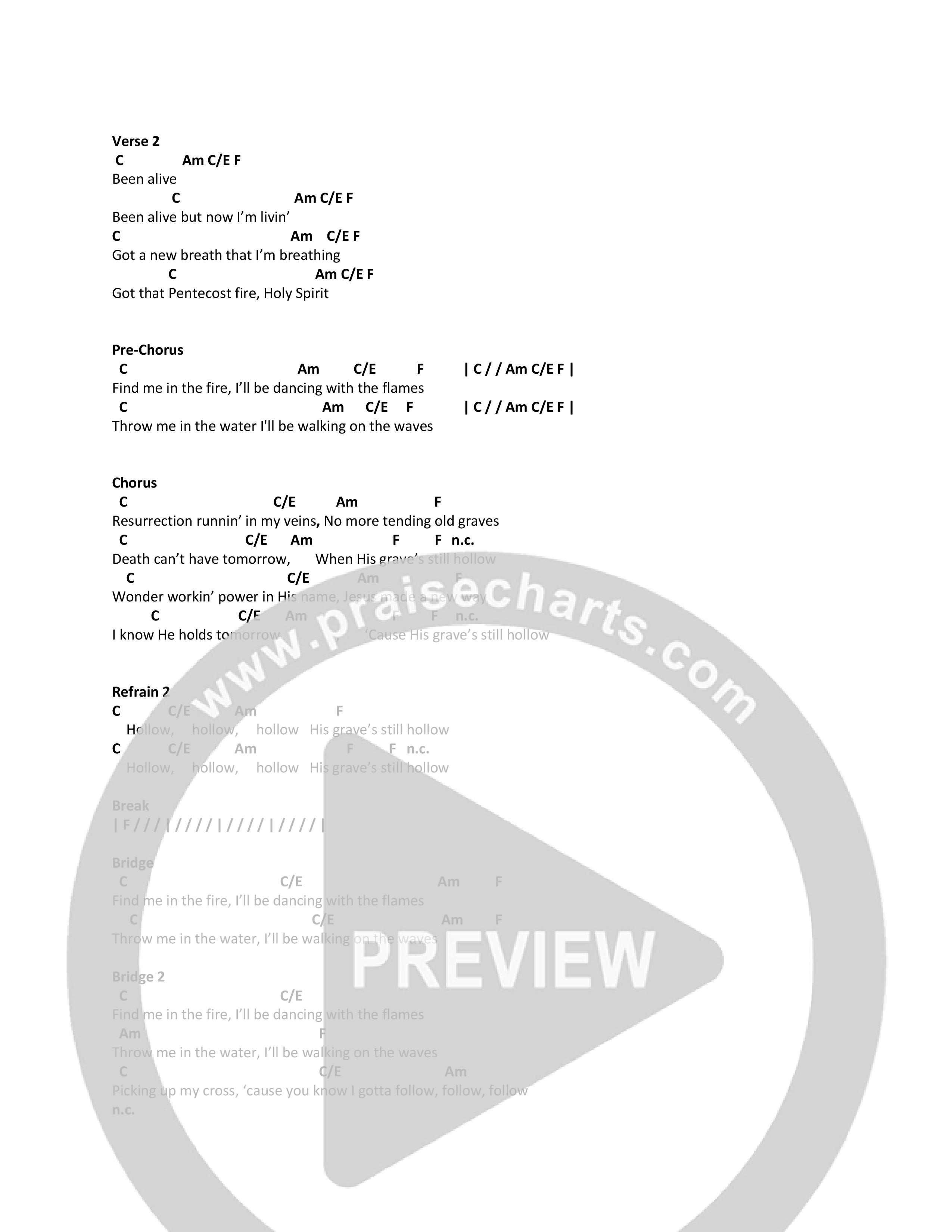 Hollow (Acoustic) Chord Chart (CCV Music)