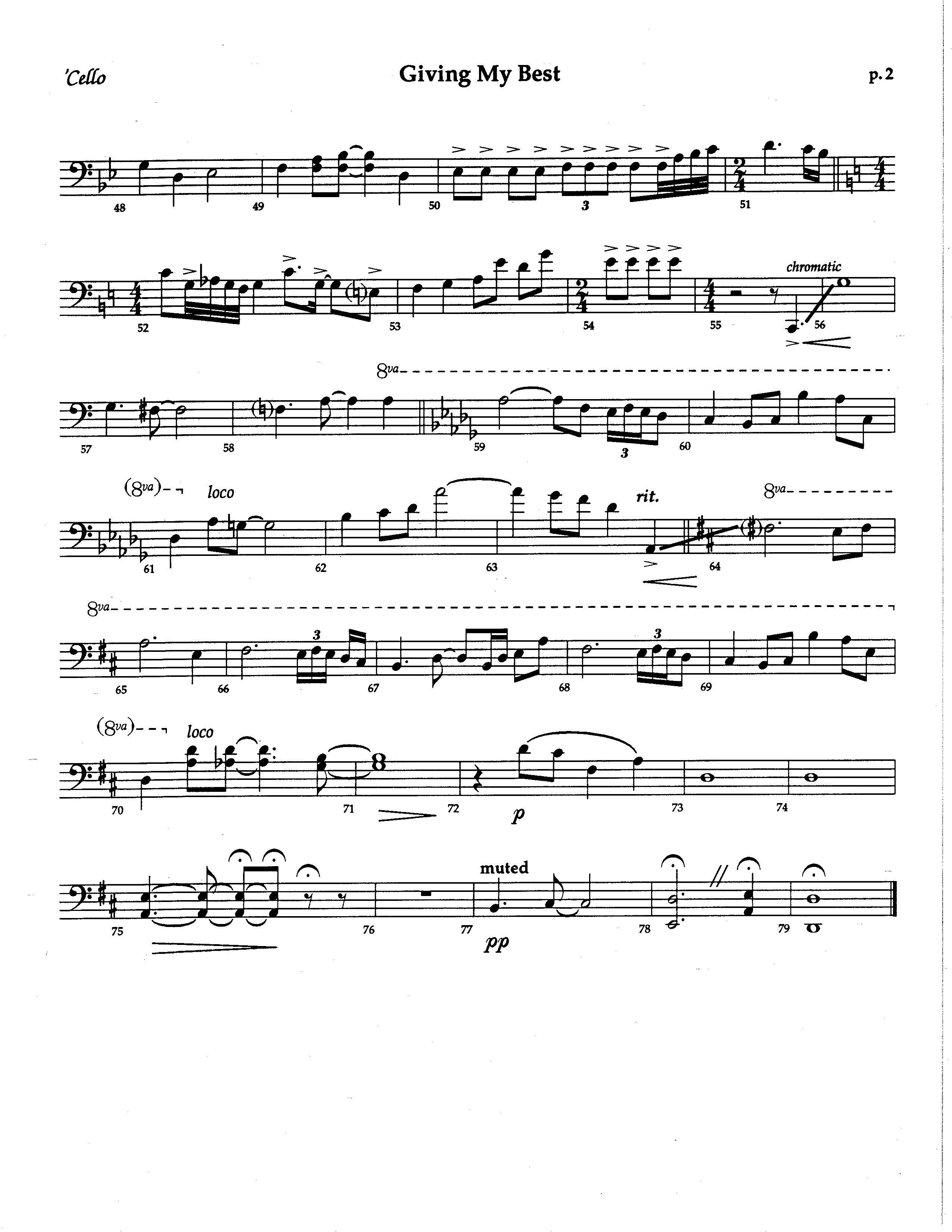 Giving My Best (Choral Anthem SATB) Cello (The Brooklyn Tabernacle Choir / Arr. Carol Cymbala / Orch. Lari Goss)