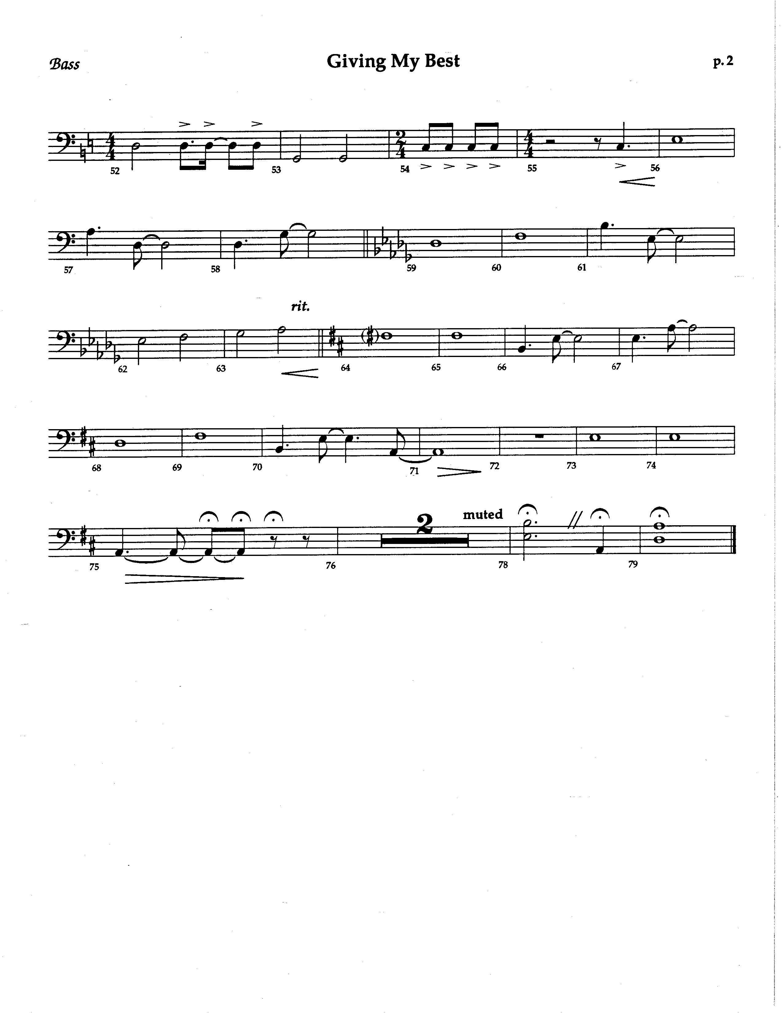 Giving My Best (Choral Anthem SATB) Double Bass (The Brooklyn Tabernacle Choir / Arr. Carol Cymbala / Orch. Lari Goss)