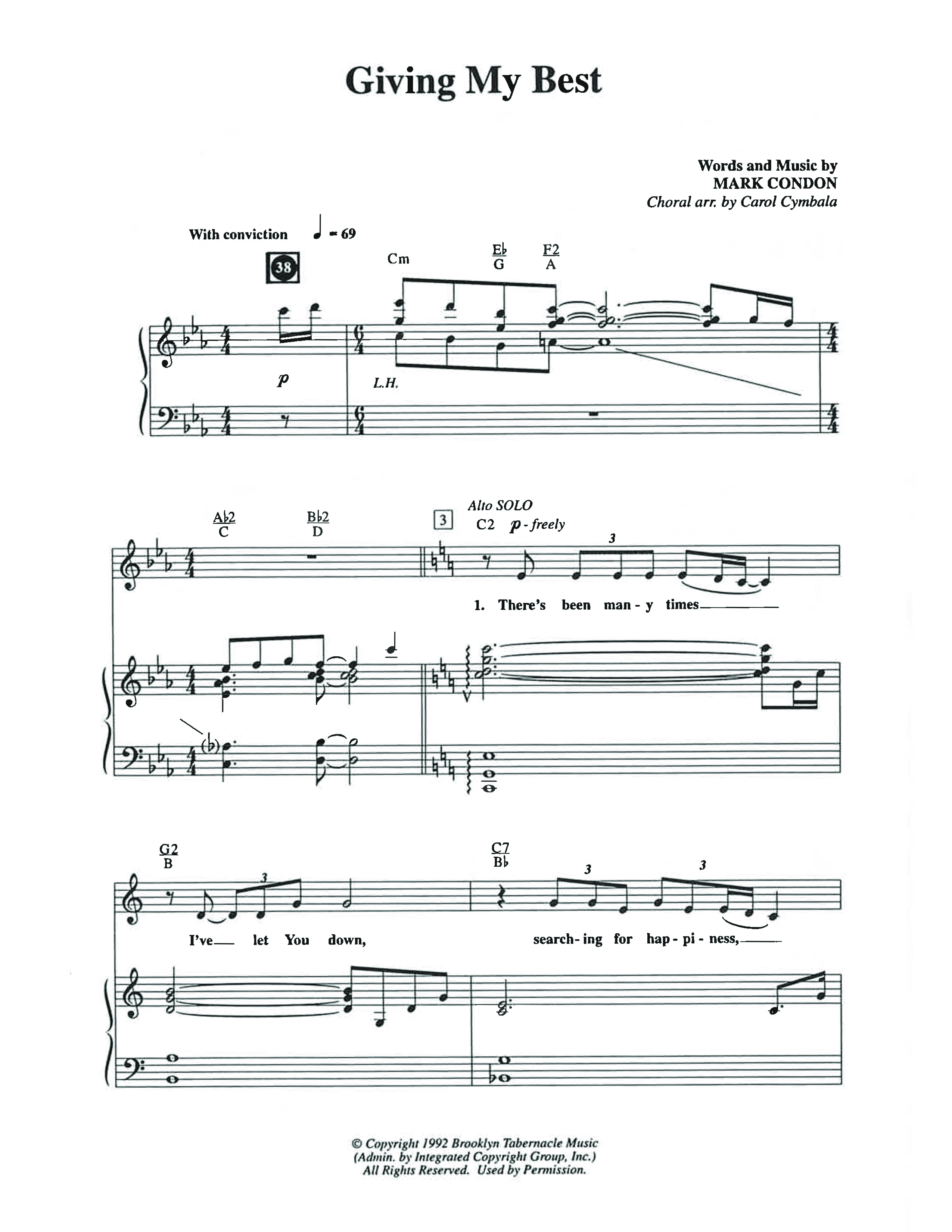 Giving My Best (Choral Anthem SATB) Anthem (SATB/Piano) (The Brooklyn Tabernacle Choir / Arr. Carol Cymbala / Orch. Lari Goss)