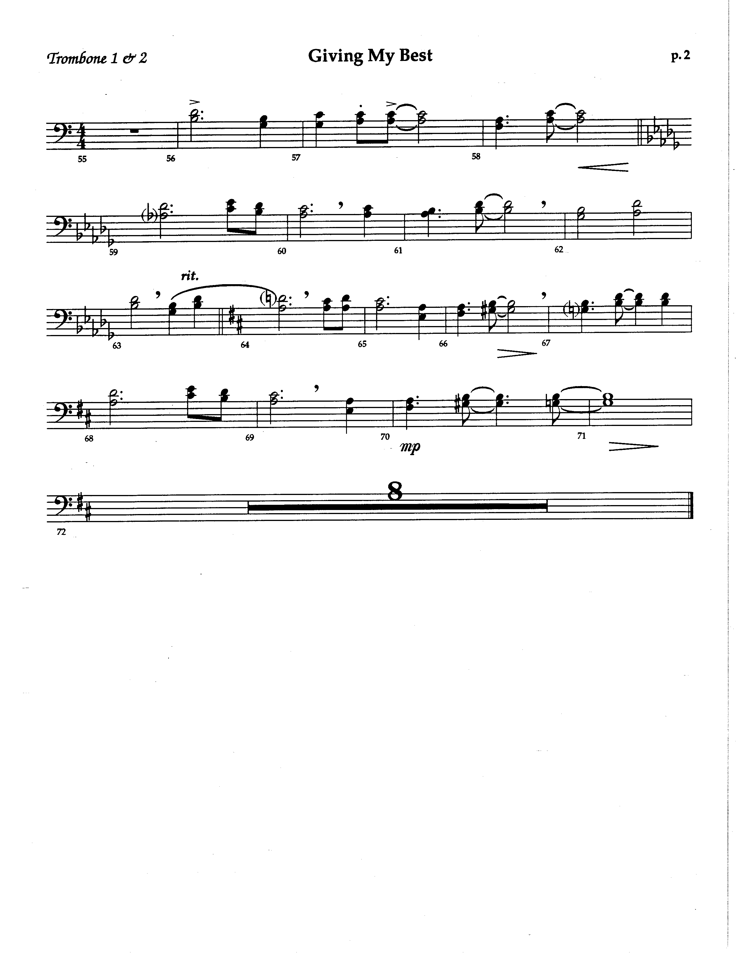 Giving My Best (Choral Anthem SATB) Trombone 1/2 (The Brooklyn Tabernacle Choir / Arr. Carol Cymbala / Orch. Lari Goss)