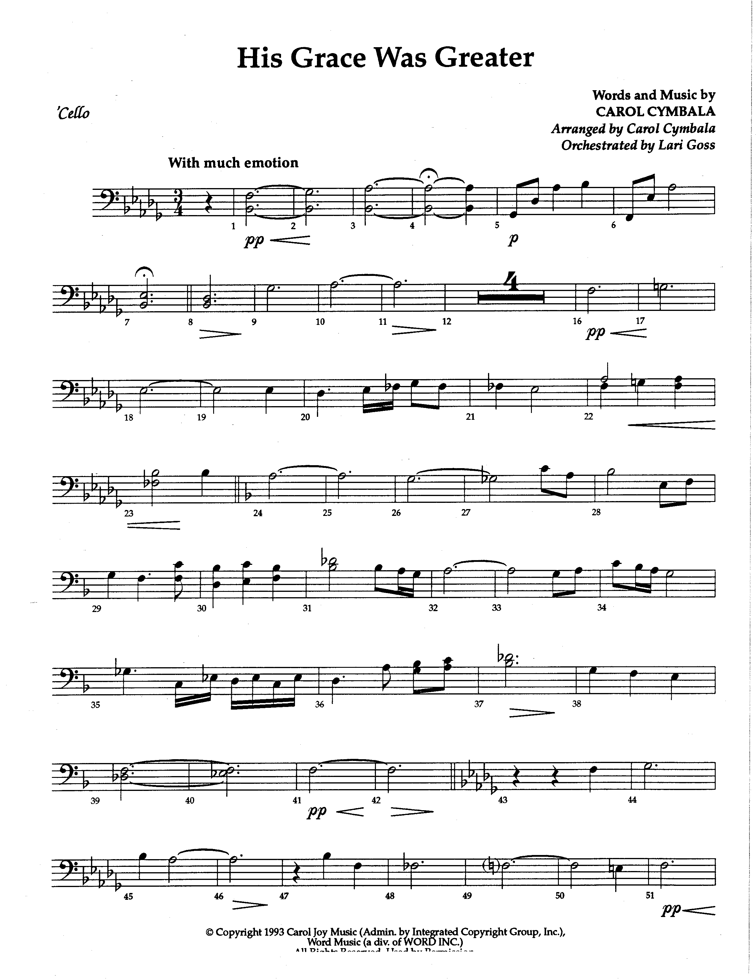 His Grace Was Greater (Choral Anthem SATB) Cello (The Brooklyn Tabernacle Choir / Arr. Carol Cymbala / Orch. Lari Goss)