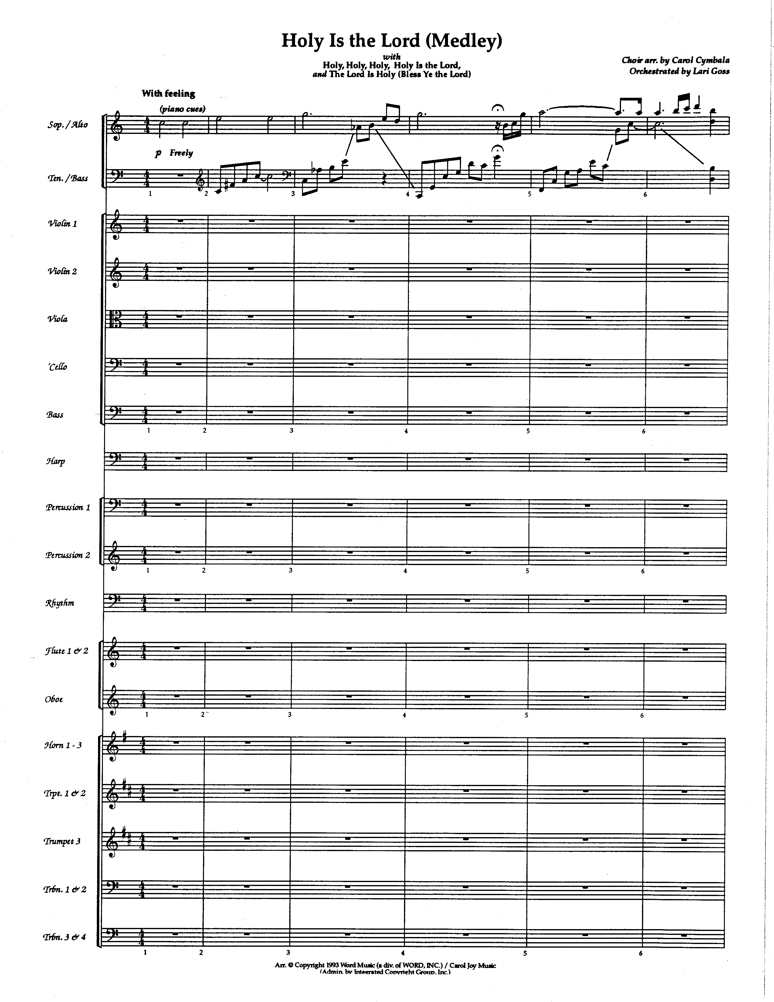 Holy Is The Lord Medley (Choral Anthem SATB) Orchestration (The Brooklyn Tabernacle Choir / Arr. Carol Cymbala / Orch. Lari Goss)