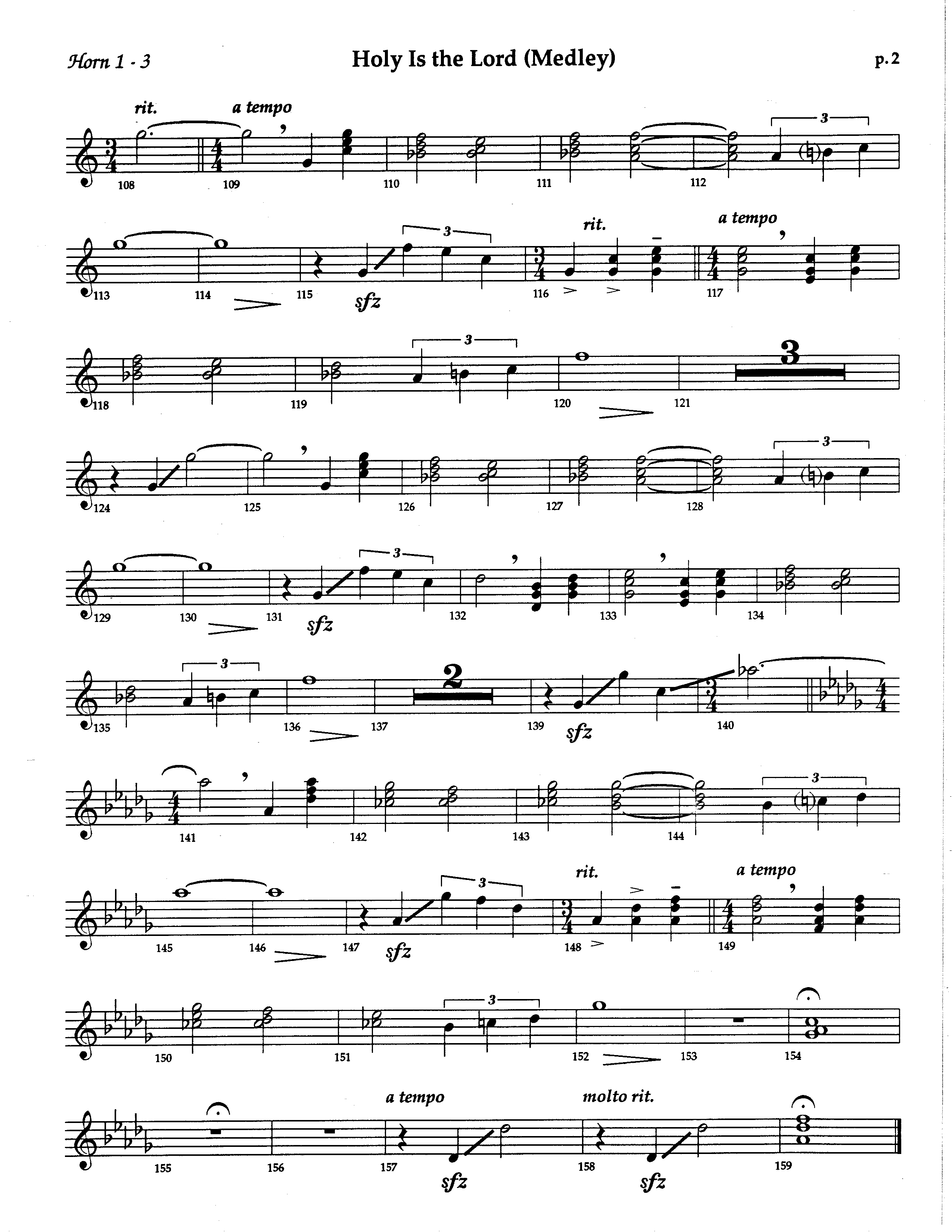 Holy Is The Lord Medley (Choral Anthem SATB) French Horn (The Brooklyn Tabernacle Choir / Arr. Carol Cymbala / Orch. Lari Goss)