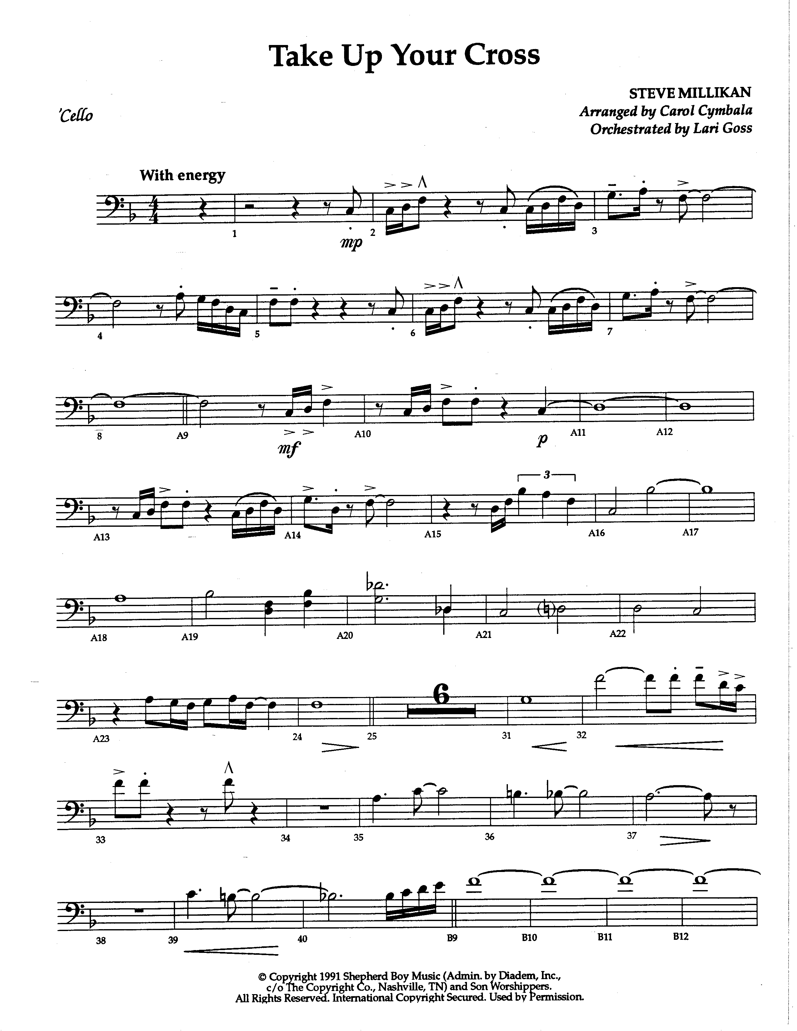 Take Up Your Cross (Choral Anthem SATB) Cello (The Brooklyn Tabernacle Choir / Arr. Carol Cymbala / Orch. Lari Goss)