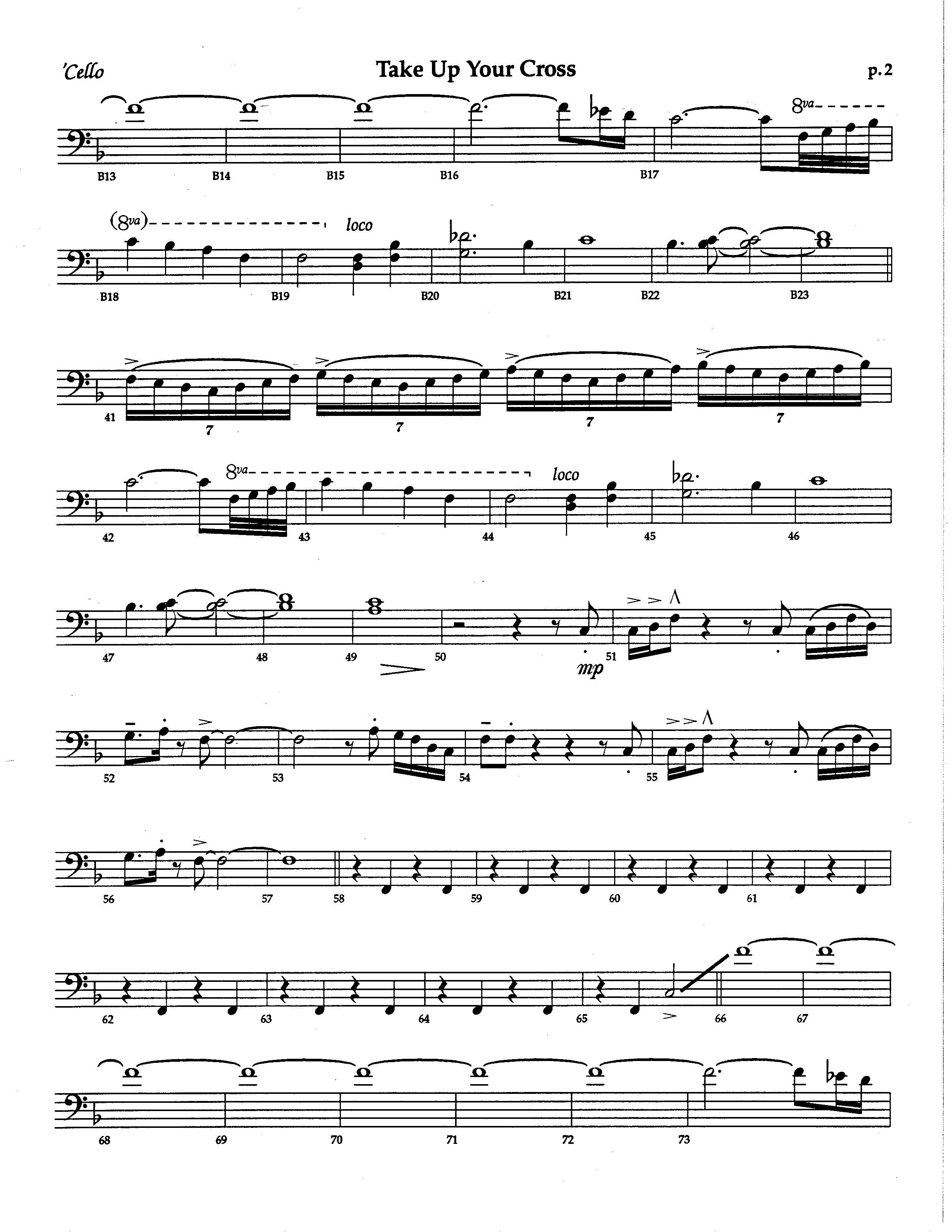 Take Up Your Cross (Choral Anthem SATB) Cello (The Brooklyn Tabernacle Choir / Arr. Carol Cymbala / Orch. Lari Goss)