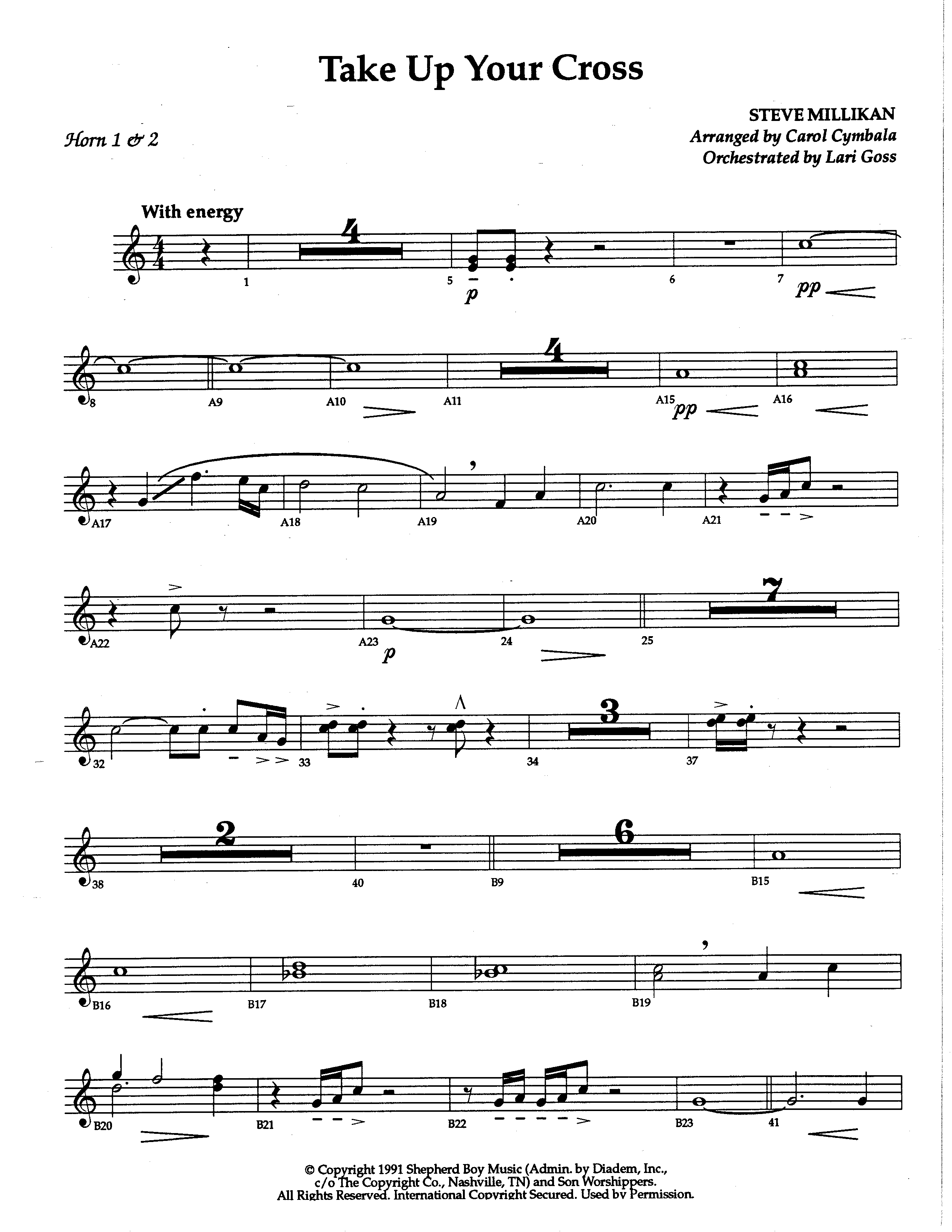Take Up Your Cross (Choral Anthem SATB) French Horn (The Brooklyn Tabernacle Choir / Arr. Carol Cymbala / Orch. Lari Goss)