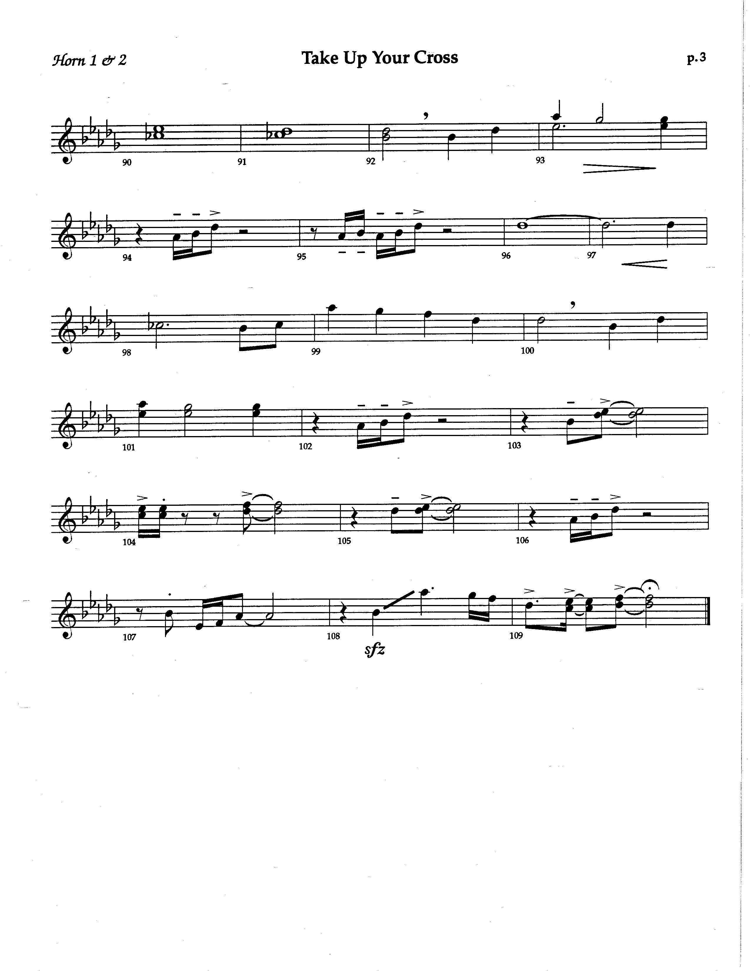 Take Up Your Cross (Choral Anthem SATB) French Horn (The Brooklyn Tabernacle Choir / Arr. Carol Cymbala / Orch. Lari Goss)