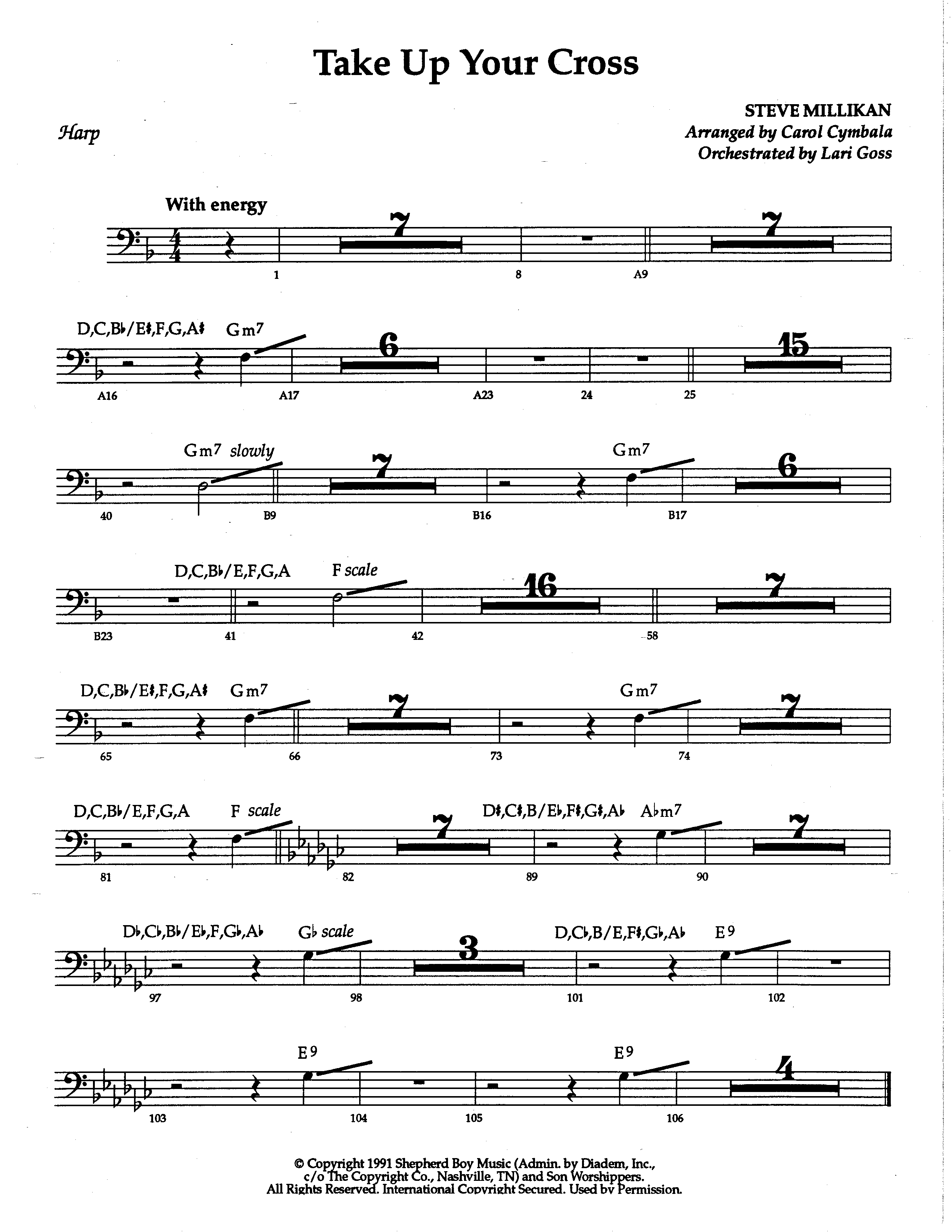 Take Up Your Cross (Choral Anthem SATB) Harp (The Brooklyn Tabernacle Choir / Arr. Carol Cymbala / Orch. Lari Goss)