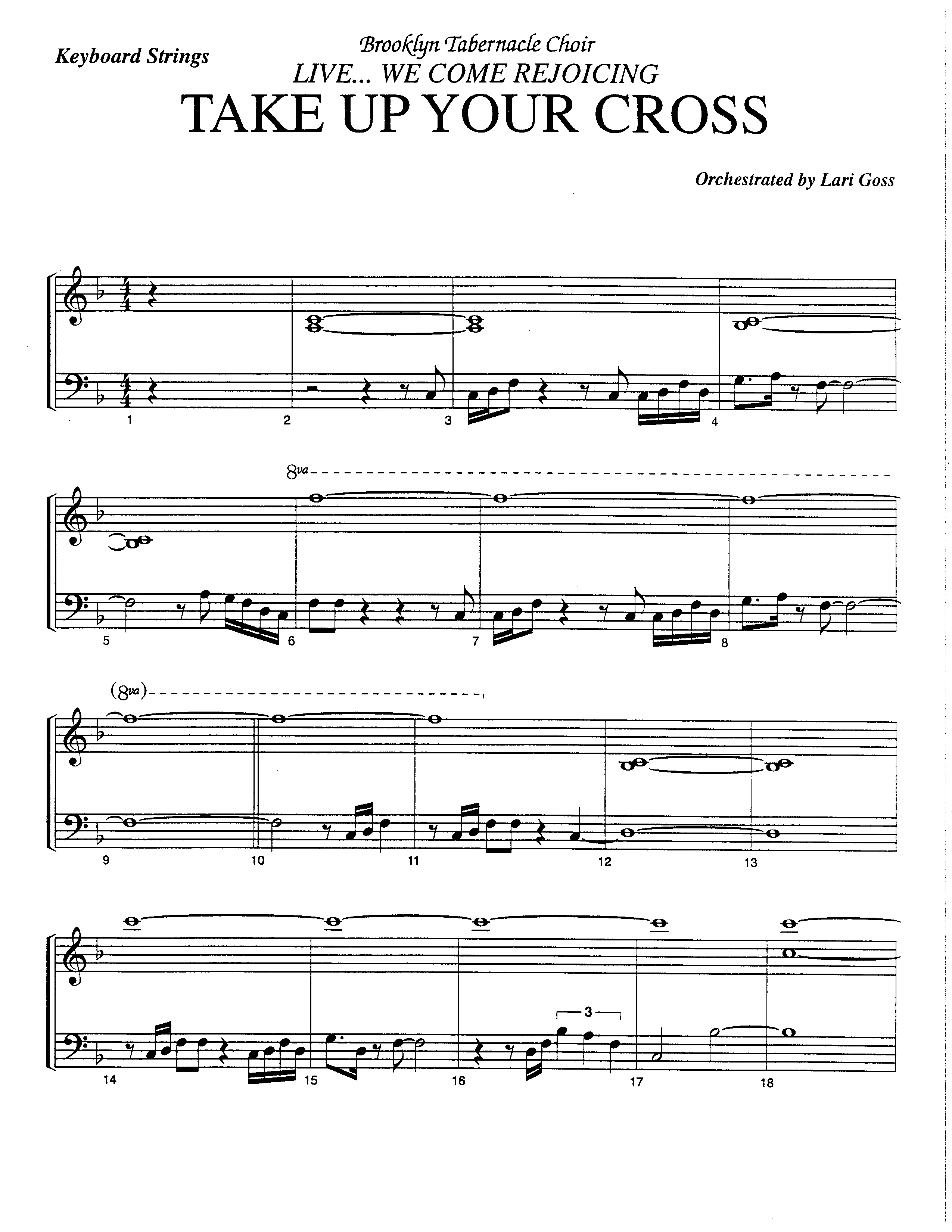 Take Up Your Cross (Choral Anthem SATB) Piano Sheet (The Brooklyn Tabernacle Choir / Arr. Carol Cymbala / Orch. Lari Goss)
