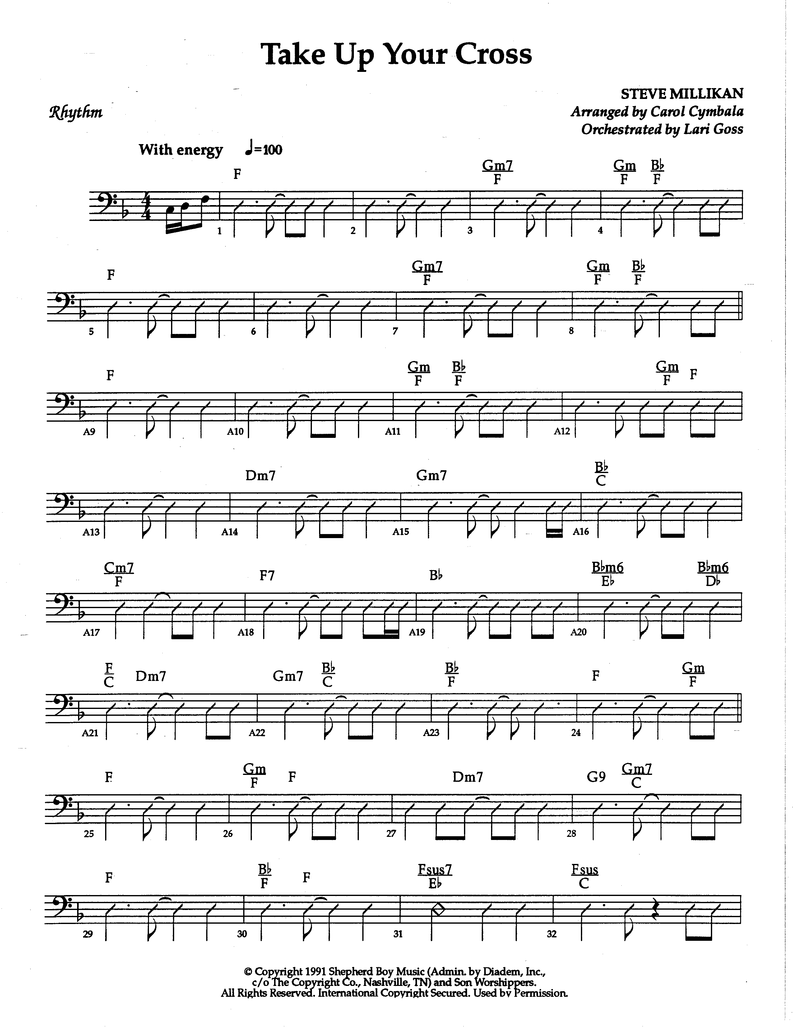 Take Up Your Cross (Choral Anthem SATB) Rhythm Chart (The Brooklyn Tabernacle Choir / Arr. Carol Cymbala / Orch. Lari Goss)