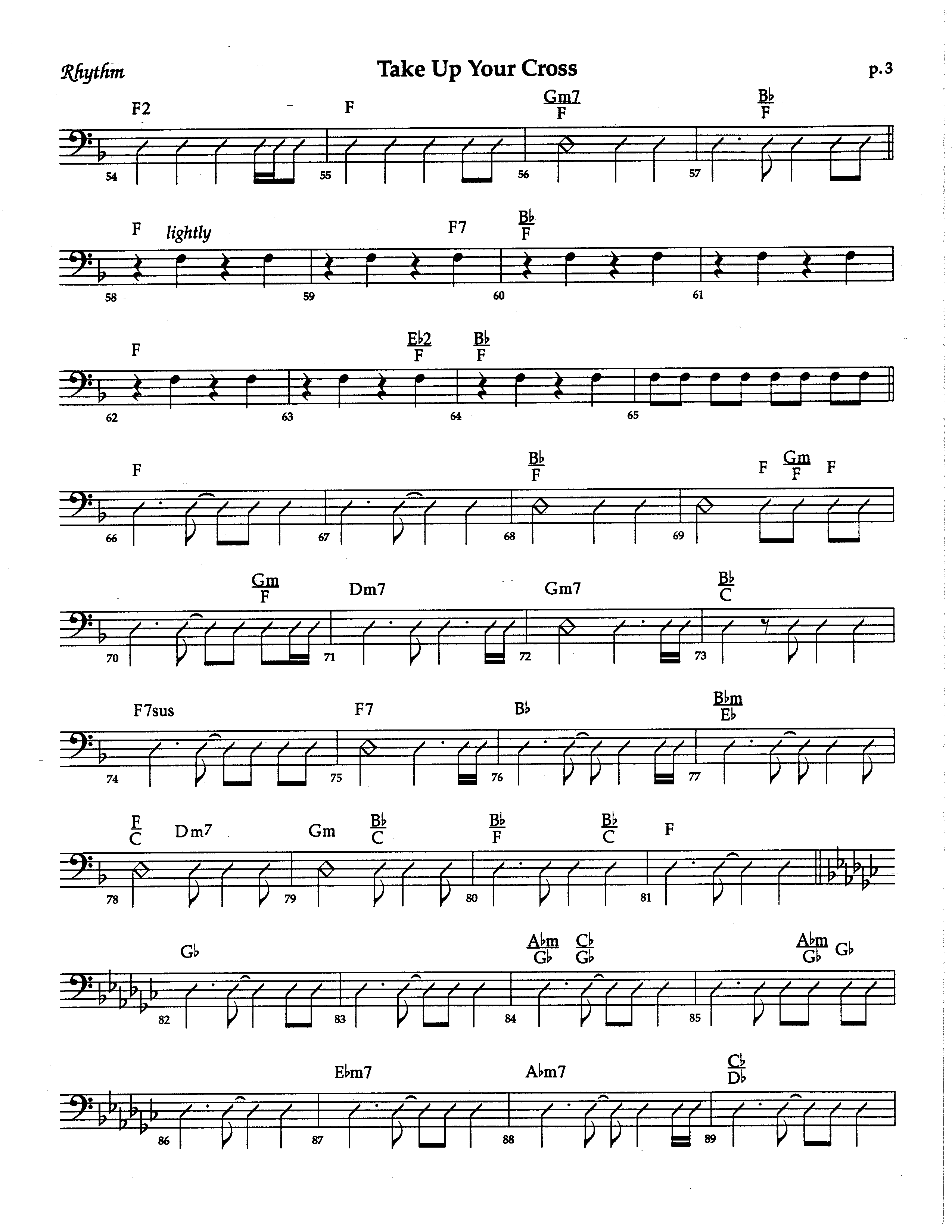 Take Up Your Cross (Choral Anthem SATB) Rhythm Chart (The Brooklyn Tabernacle Choir / Arr. Carol Cymbala / Orch. Lari Goss)