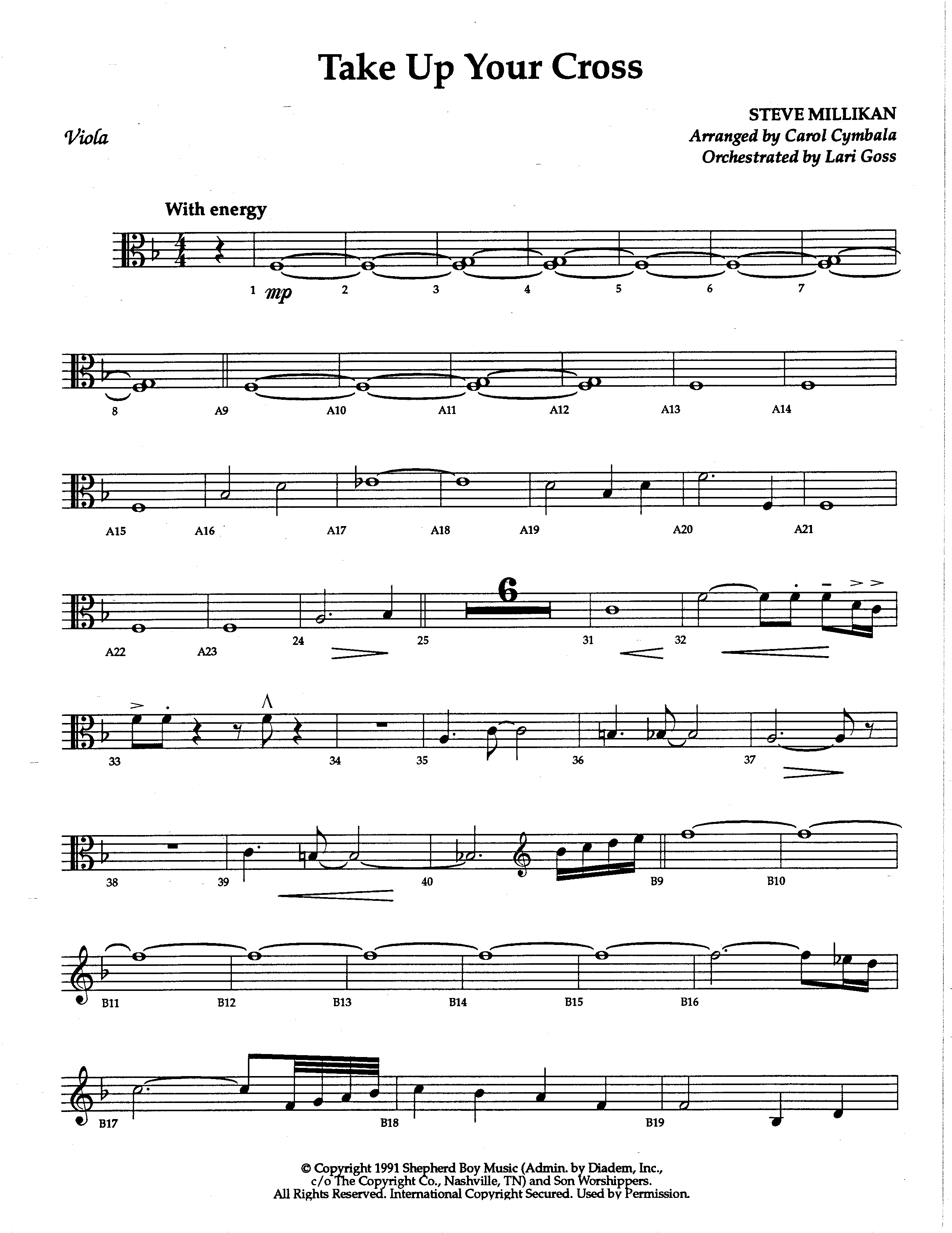 Take Up Your Cross (Choral Anthem SATB) Viola (The Brooklyn Tabernacle Choir / Arr. Carol Cymbala / Orch. Lari Goss)