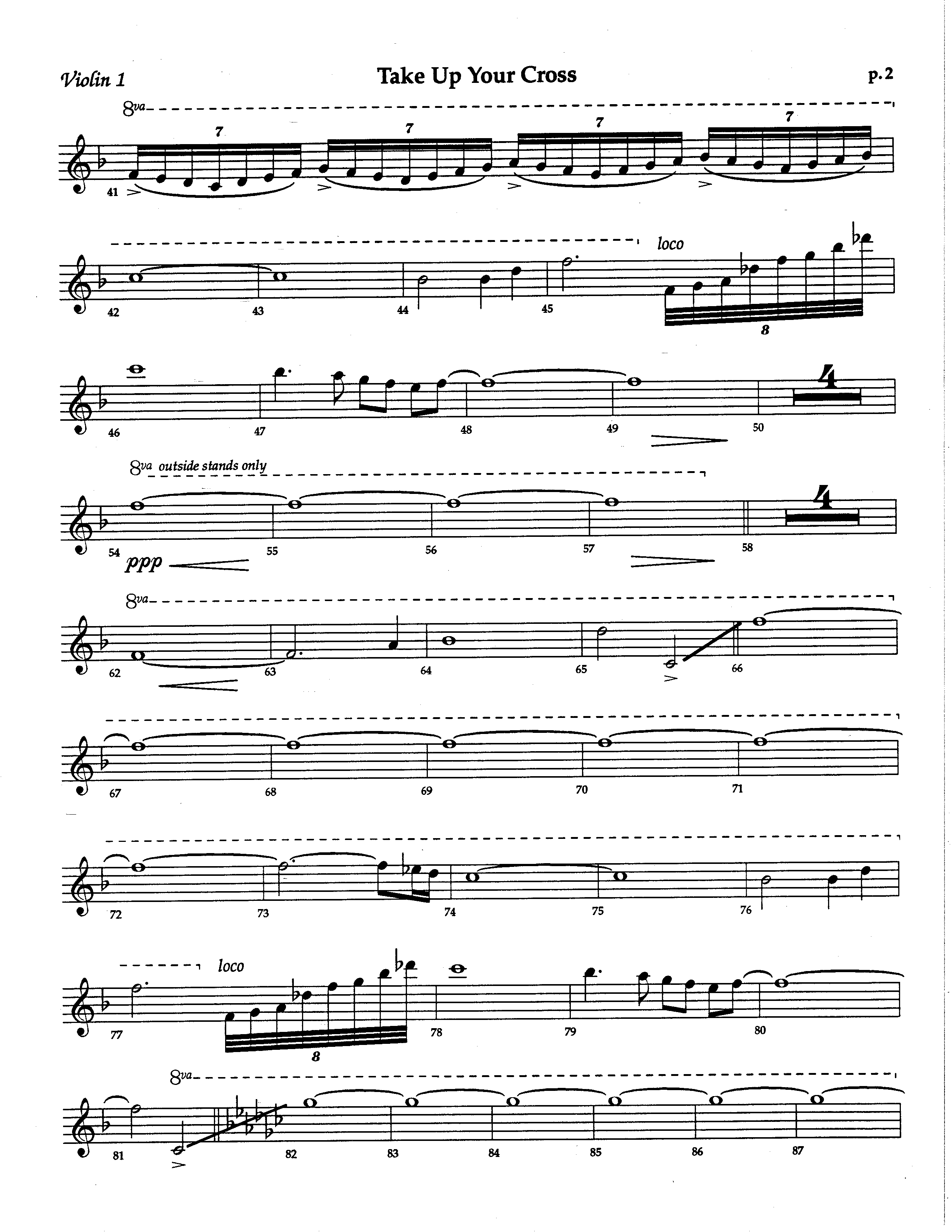 Take Up Your Cross (Choral Anthem SATB) Violin 1 (The Brooklyn Tabernacle Choir / Arr. Carol Cymbala / Orch. Lari Goss)